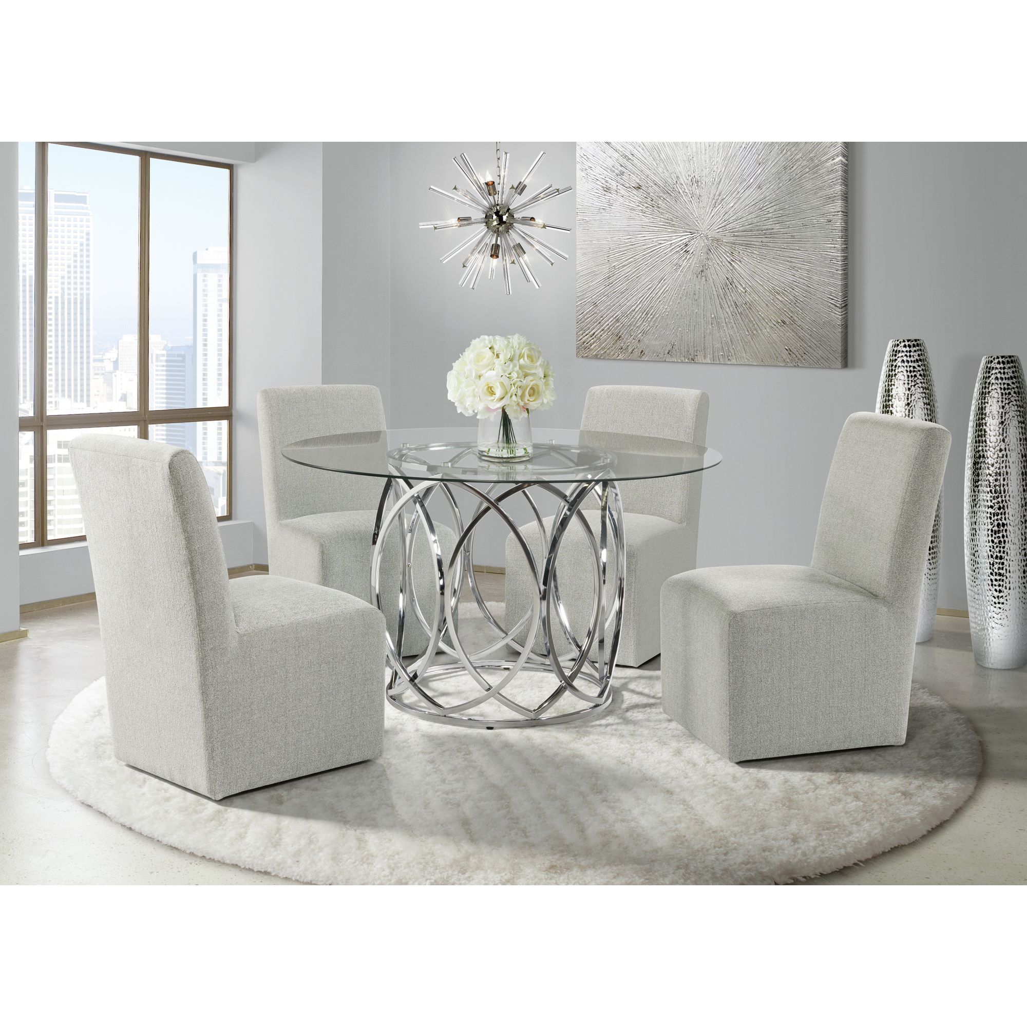 Model: CNO300SC | Elements Nero Dining Side Chair (2 per carton) W/Grey Fabric