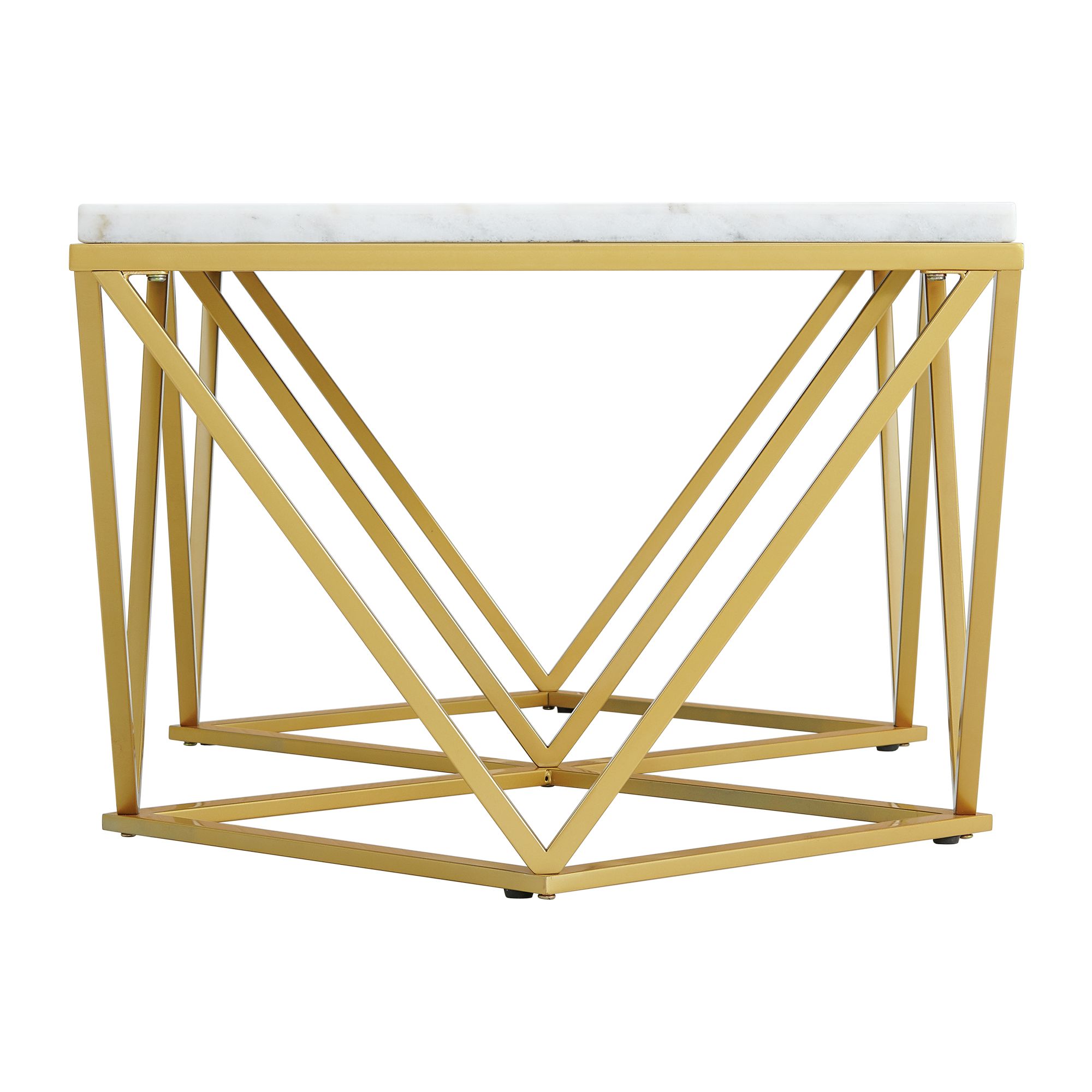 Model: CRK1202PC | Elements Riko 2PC Occasional Table Set in Gold-Coffee Table & End Table