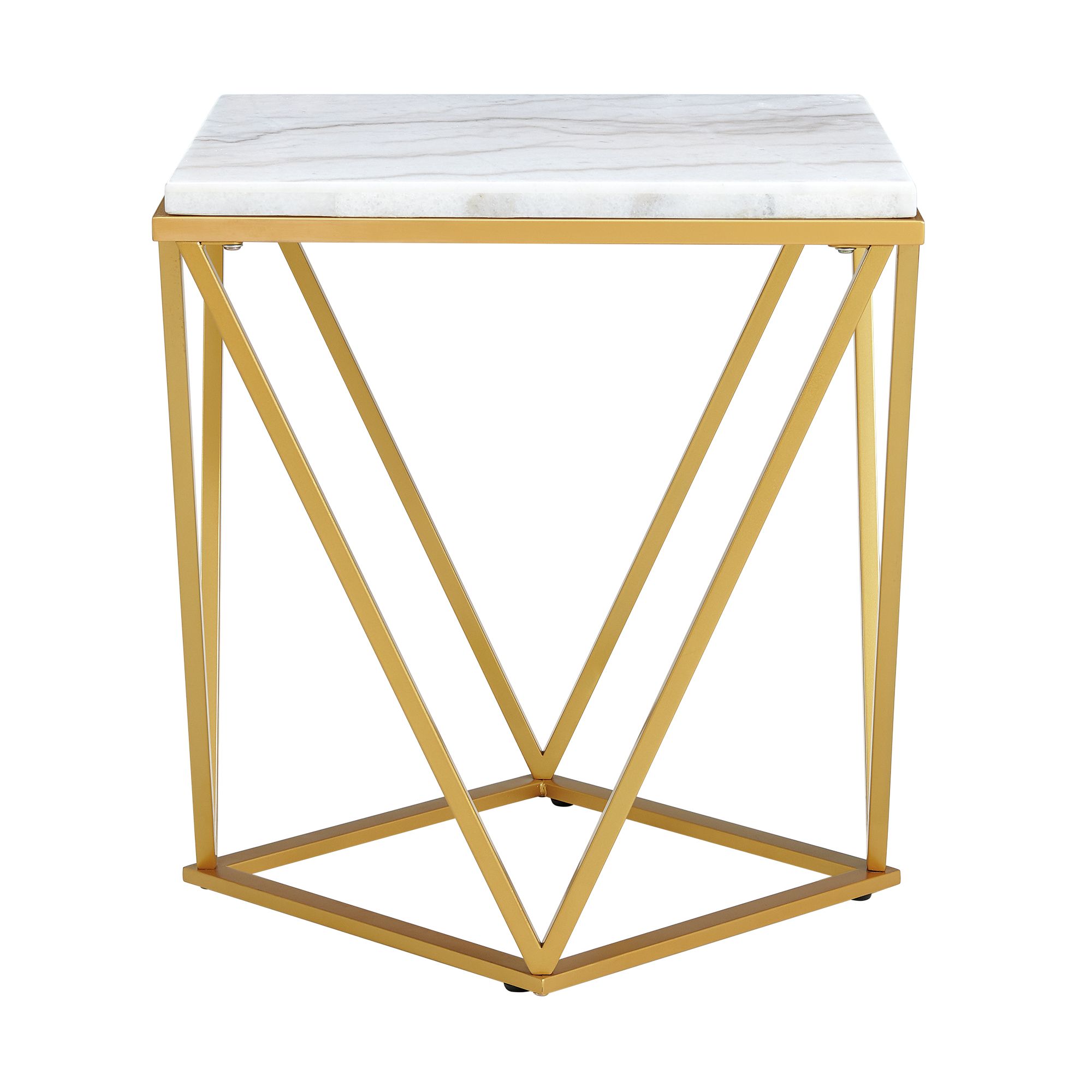 Model: CRK120ET | Elements Riko Square End Table W/Gold Metal Leg