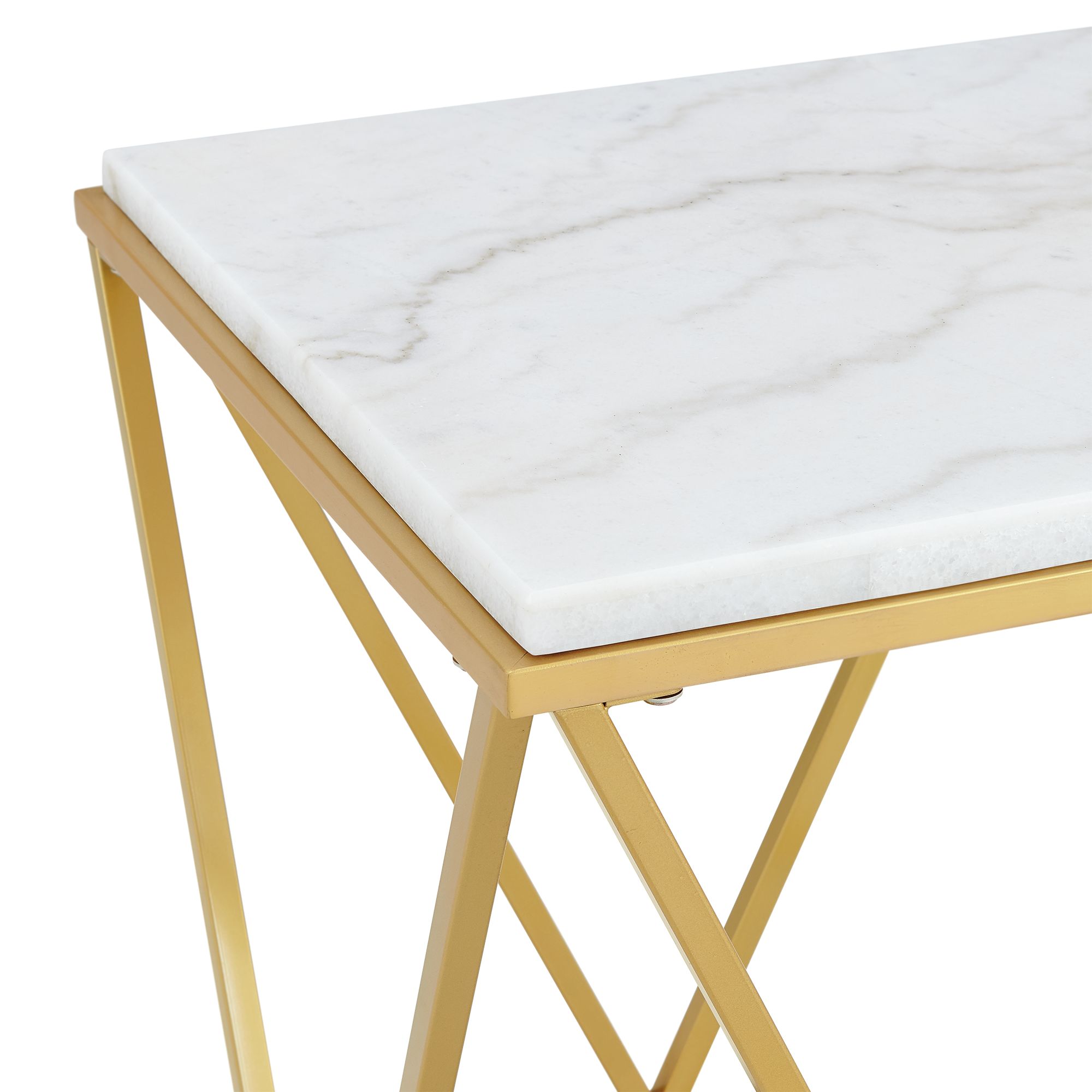 Model: CRK120ET | Elements Riko Square End Table W/Gold Metal Leg