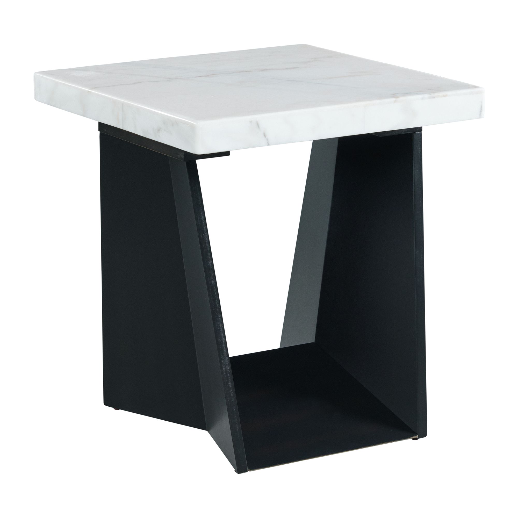 Elements Beckley End Table Complete  in White Marble Top