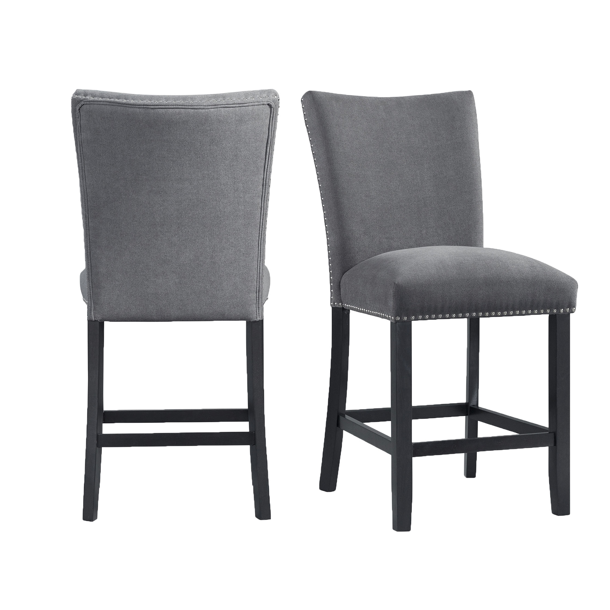 Elements Tuscany Counter Linen Nailhead Side Chair (2 Per Pack) - Charcoal