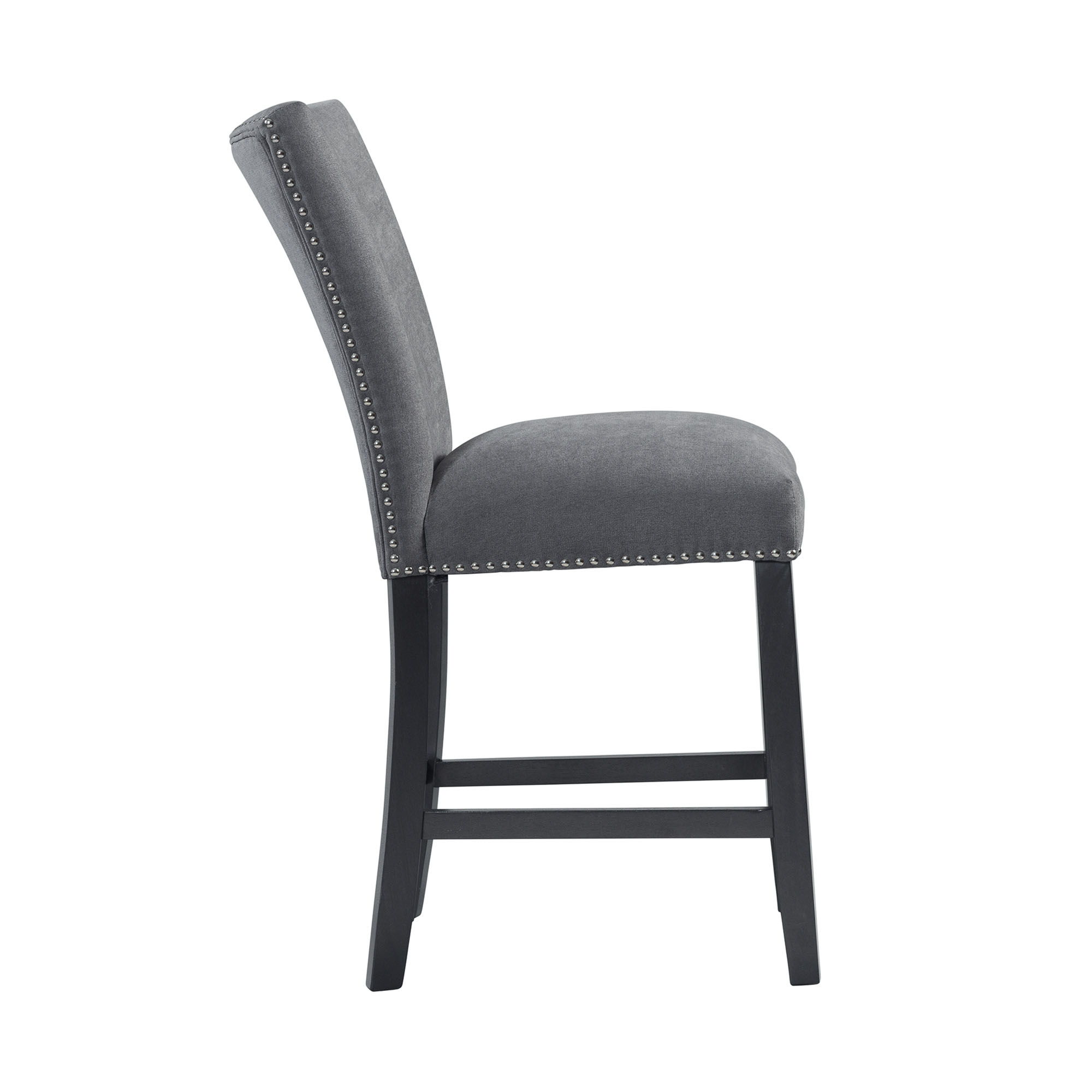 Model: CTC130CSC | Elements Tuscany Counter Linen Nailhead Side Chair (2 Per Pack) - Charcoal
