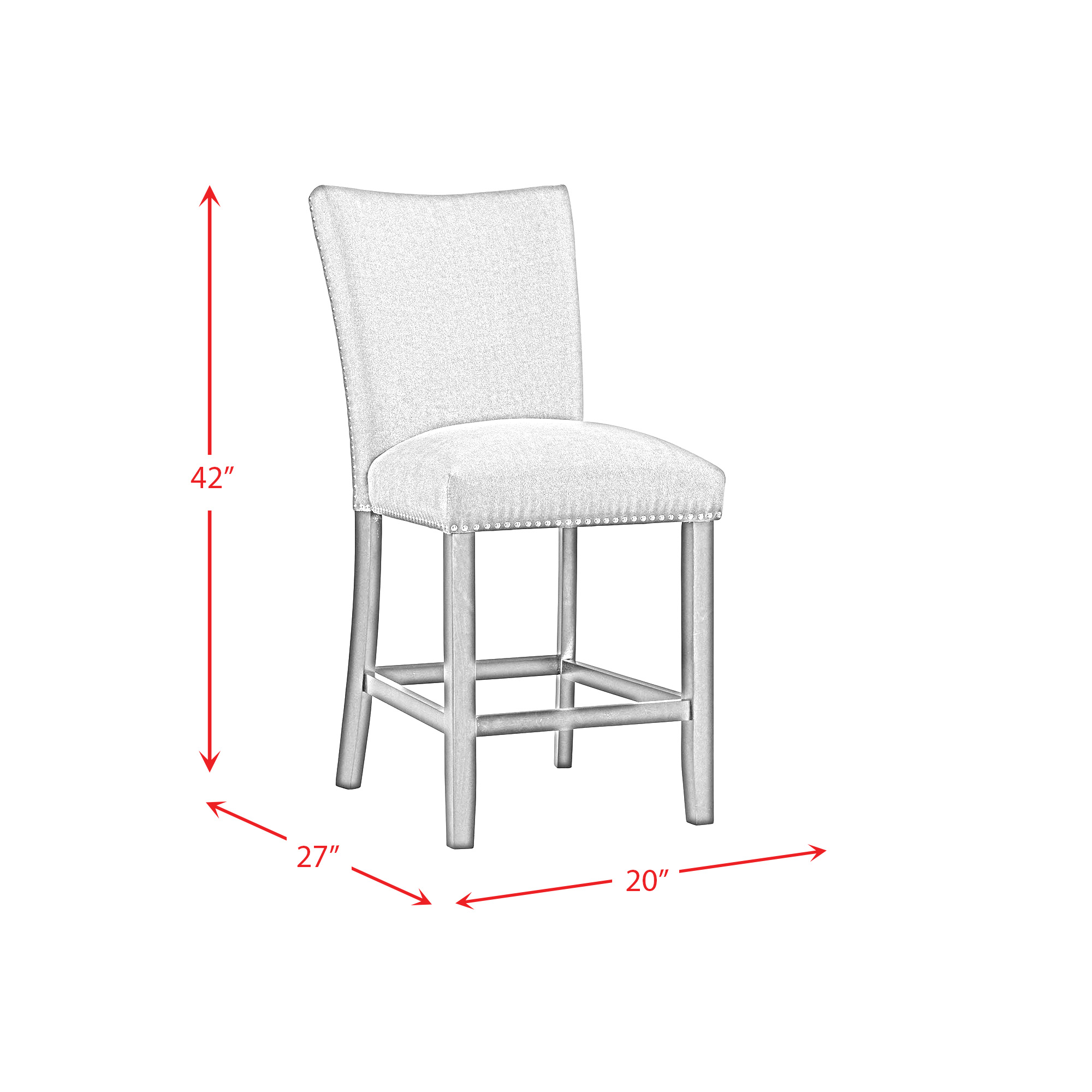 Model: CTC130CSC | Elements Tuscany Counter Linen Nailhead Side Chair (2 Per Pack) - Charcoal