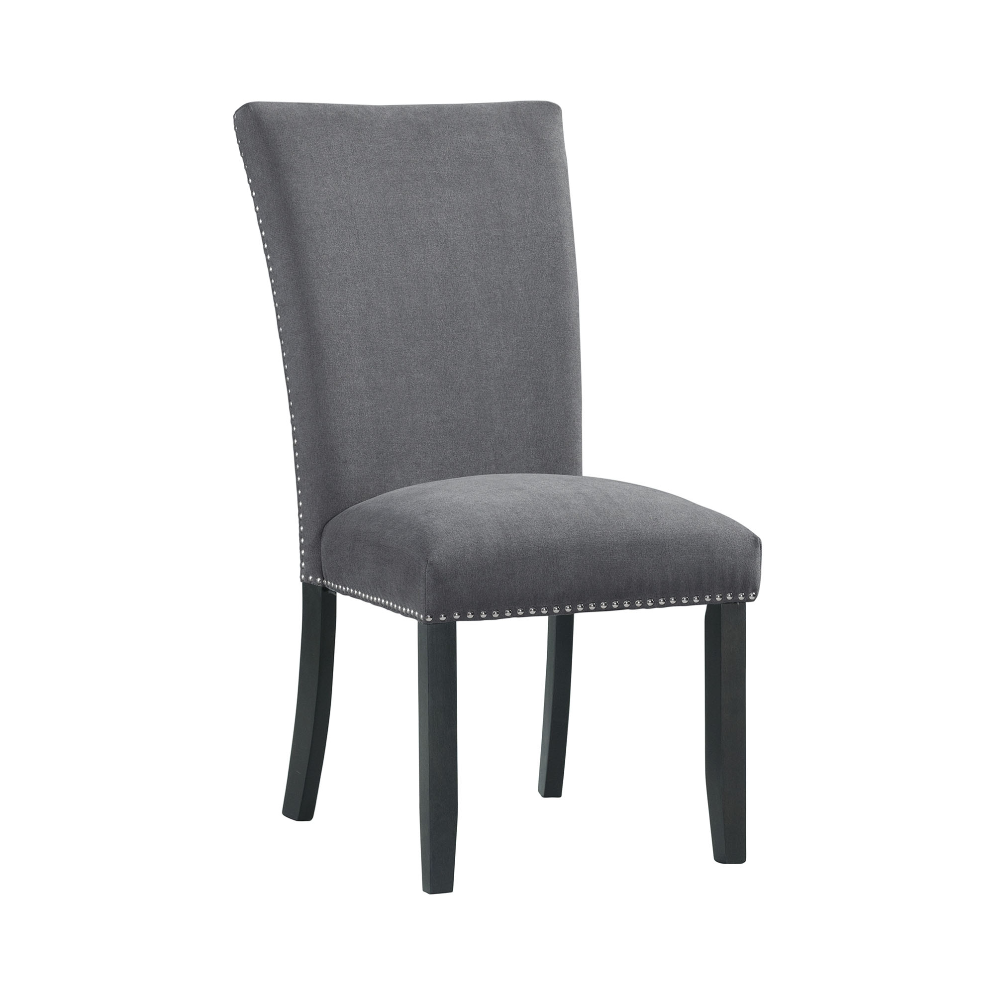 Model: CTC130SC | Elements Tuscany Dining Linen Nailhead Side Chair (2 Per Pack) - Charcoal