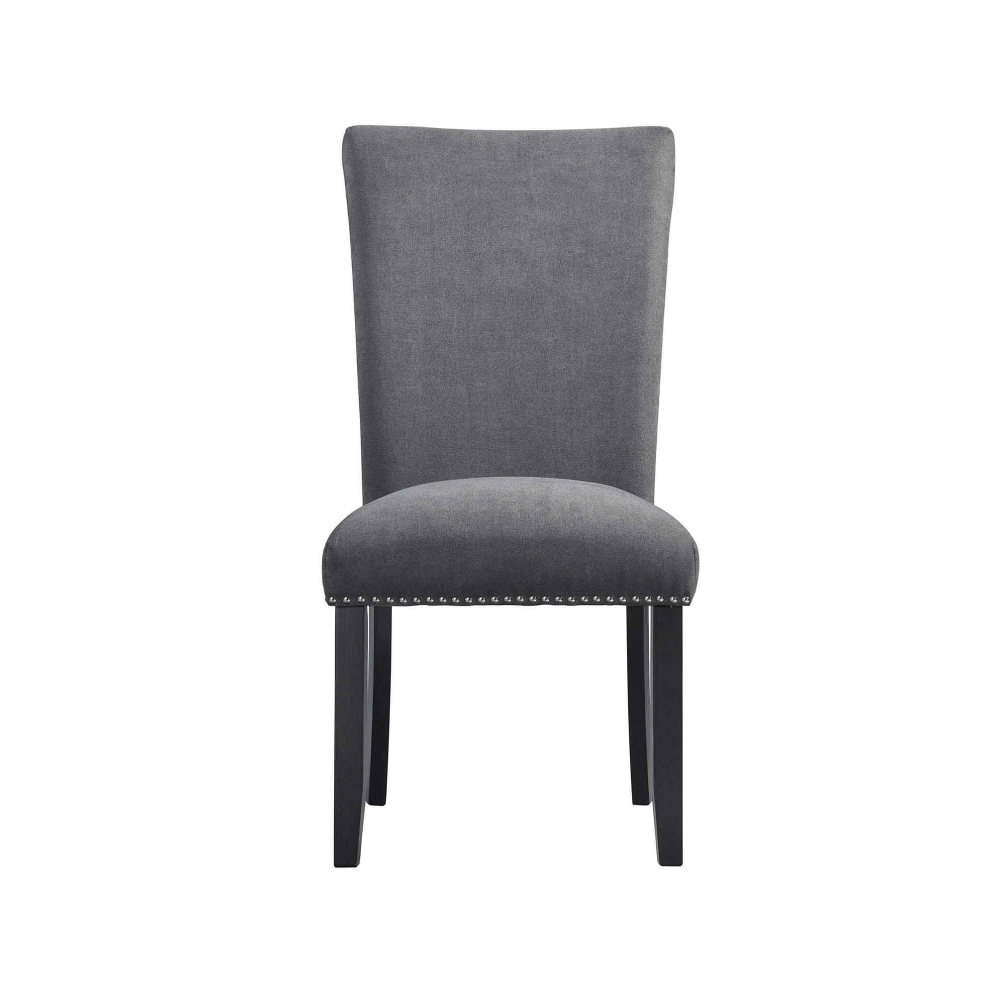 Model: CTC130SC | Elements Tuscany Dining Linen Nailhead Side Chair (2 Per Pack) - Charcoal