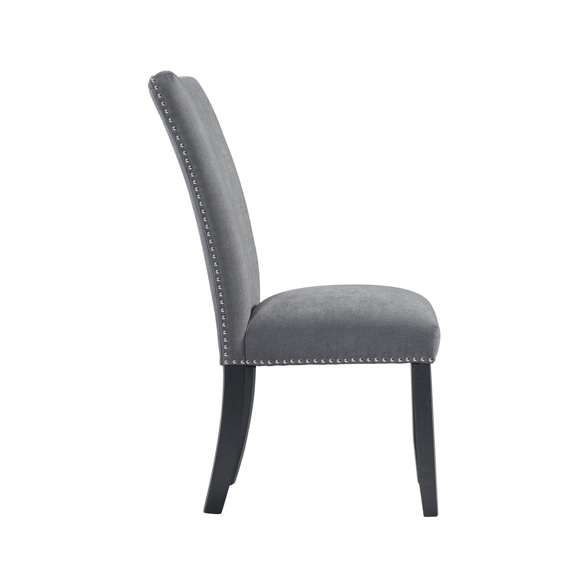 Model: CTC130SC | Elements Tuscany Dining Linen Nailhead Side Chair (2 Per Pack) - Charcoal