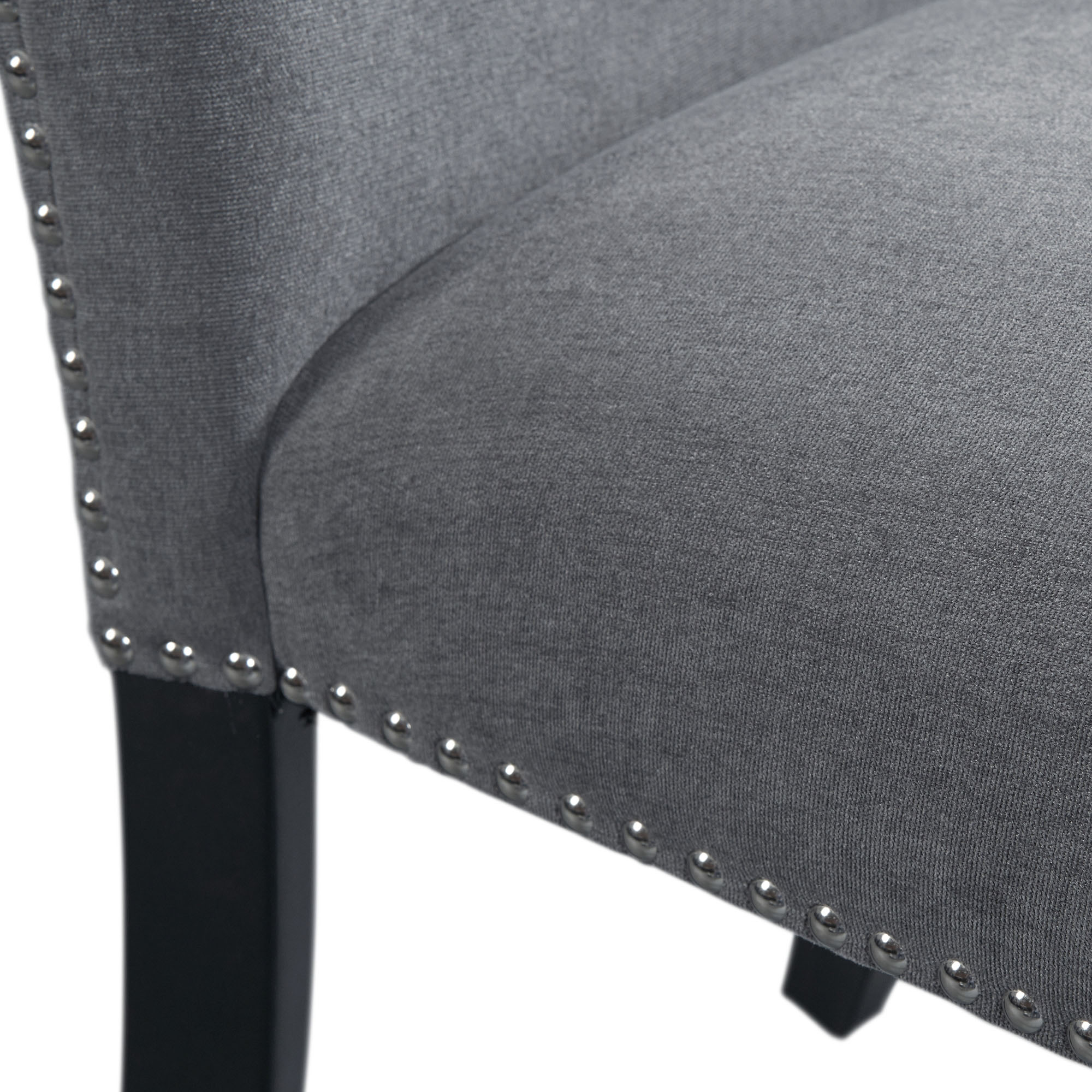Model: CTC130SC | Elements Tuscany Dining Linen Nailhead Side Chair (2 Per Pack) - Charcoal