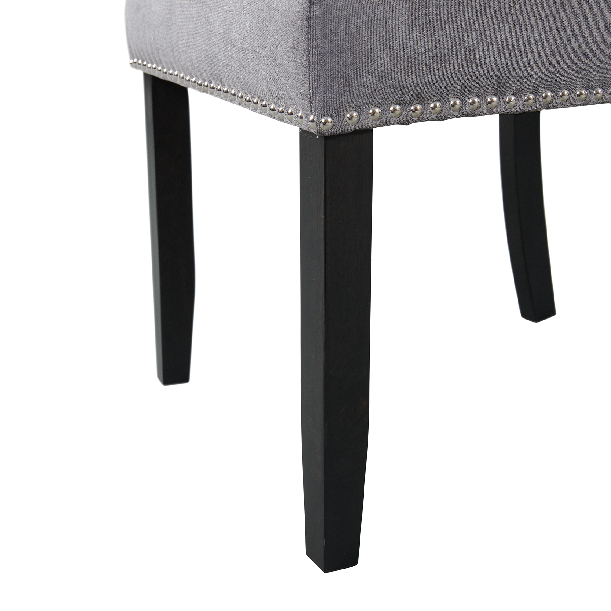 Model: CTC130SC | Elements Tuscany Dining Linen Nailhead Side Chair (2 Per Pack) - Charcoal
