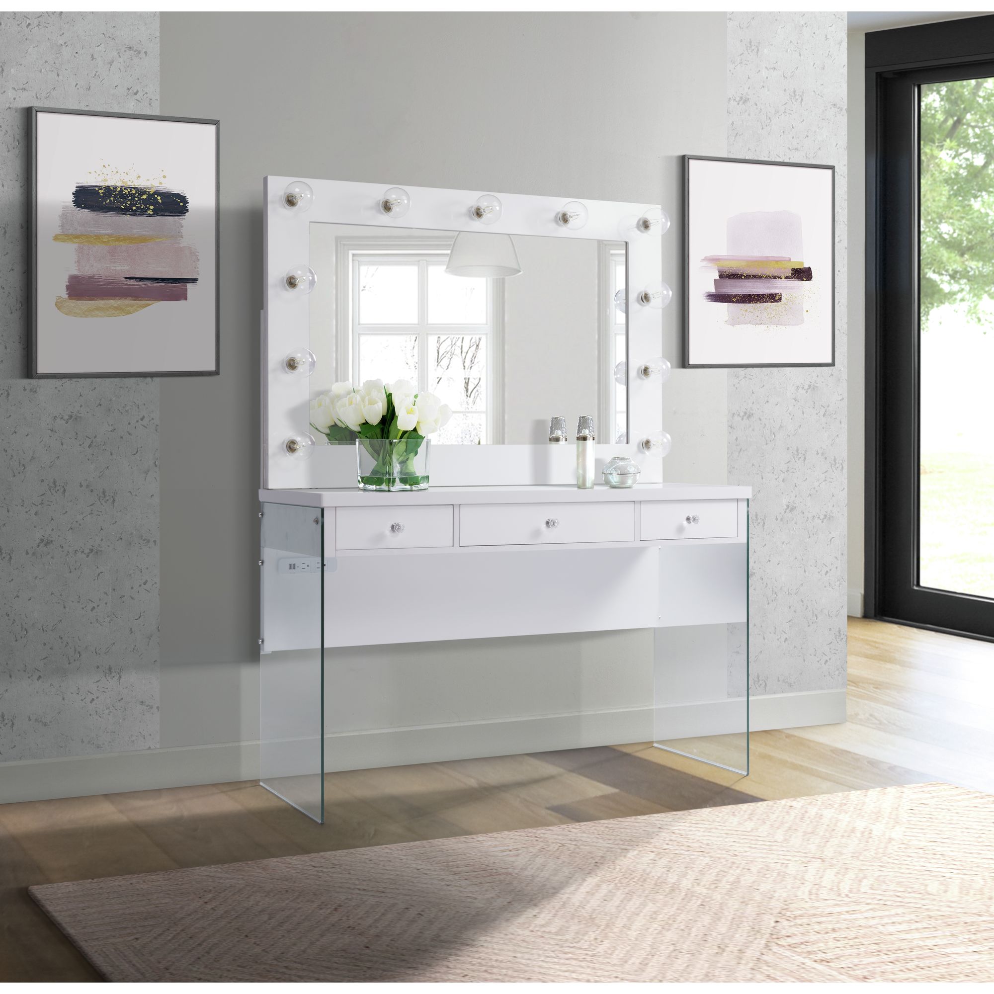 Model: CVJZ2PC | Elements Jacey Complete Vanity with Lightbulbs
