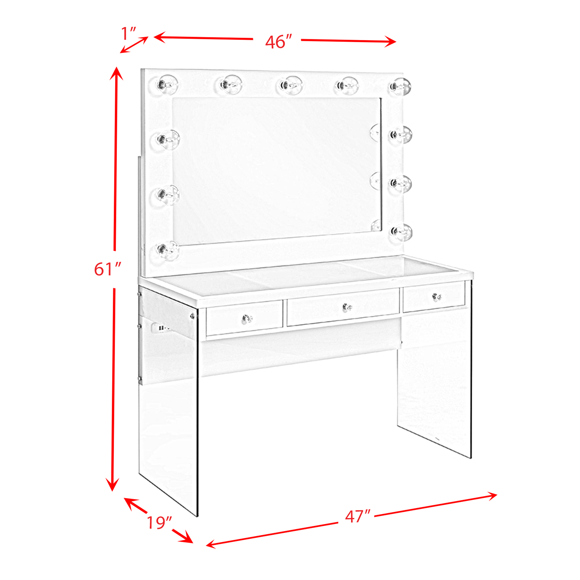 Model: CVJZ2PC | Elements Jacey Complete Vanity with Lightbulbs