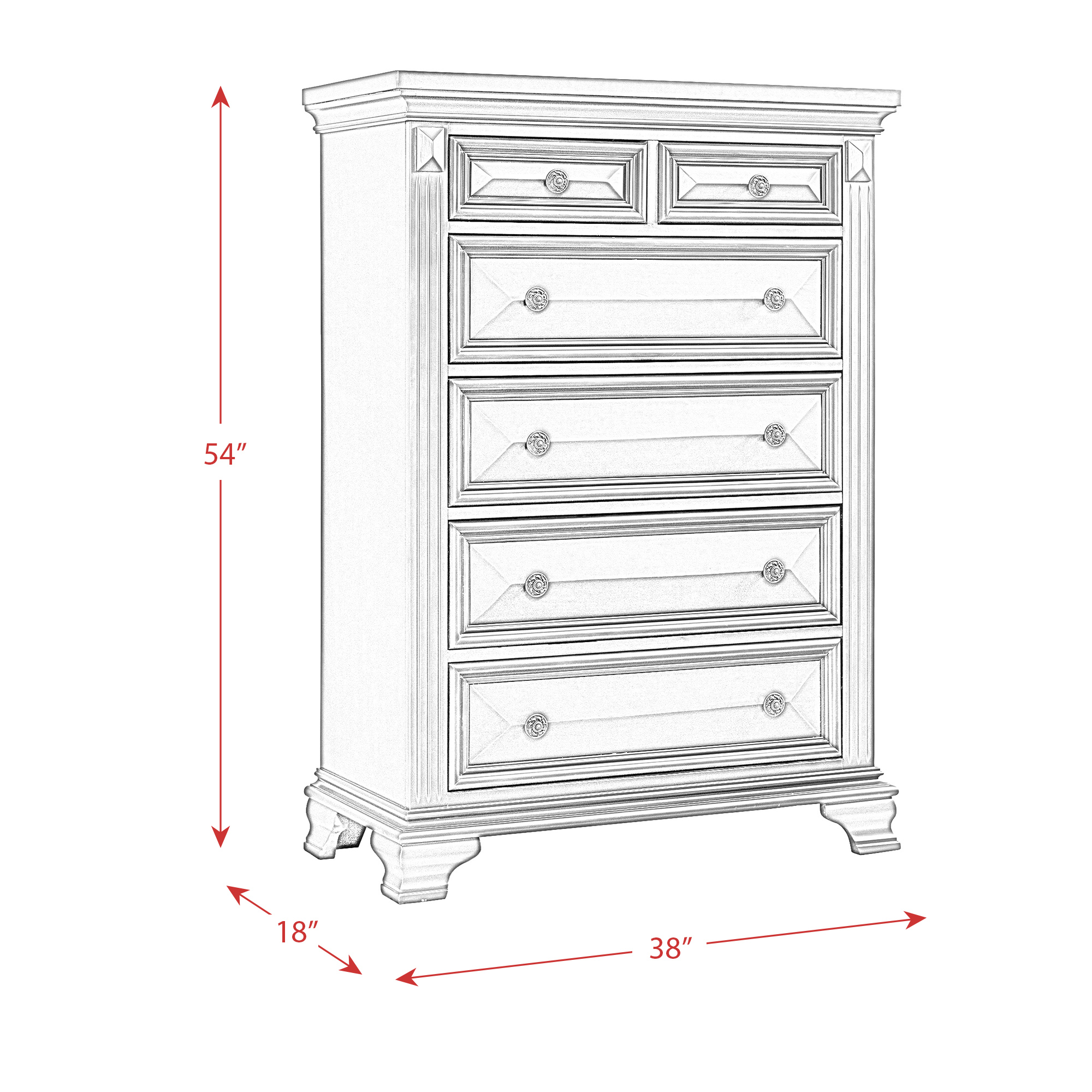 Model: CY700CH | Elements Calloway Chest Antique White Color