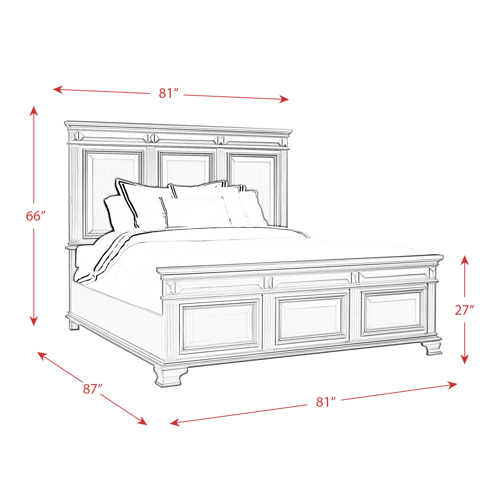 Model: CY700KB | Elements Calloway King Panel Bed in Antique White