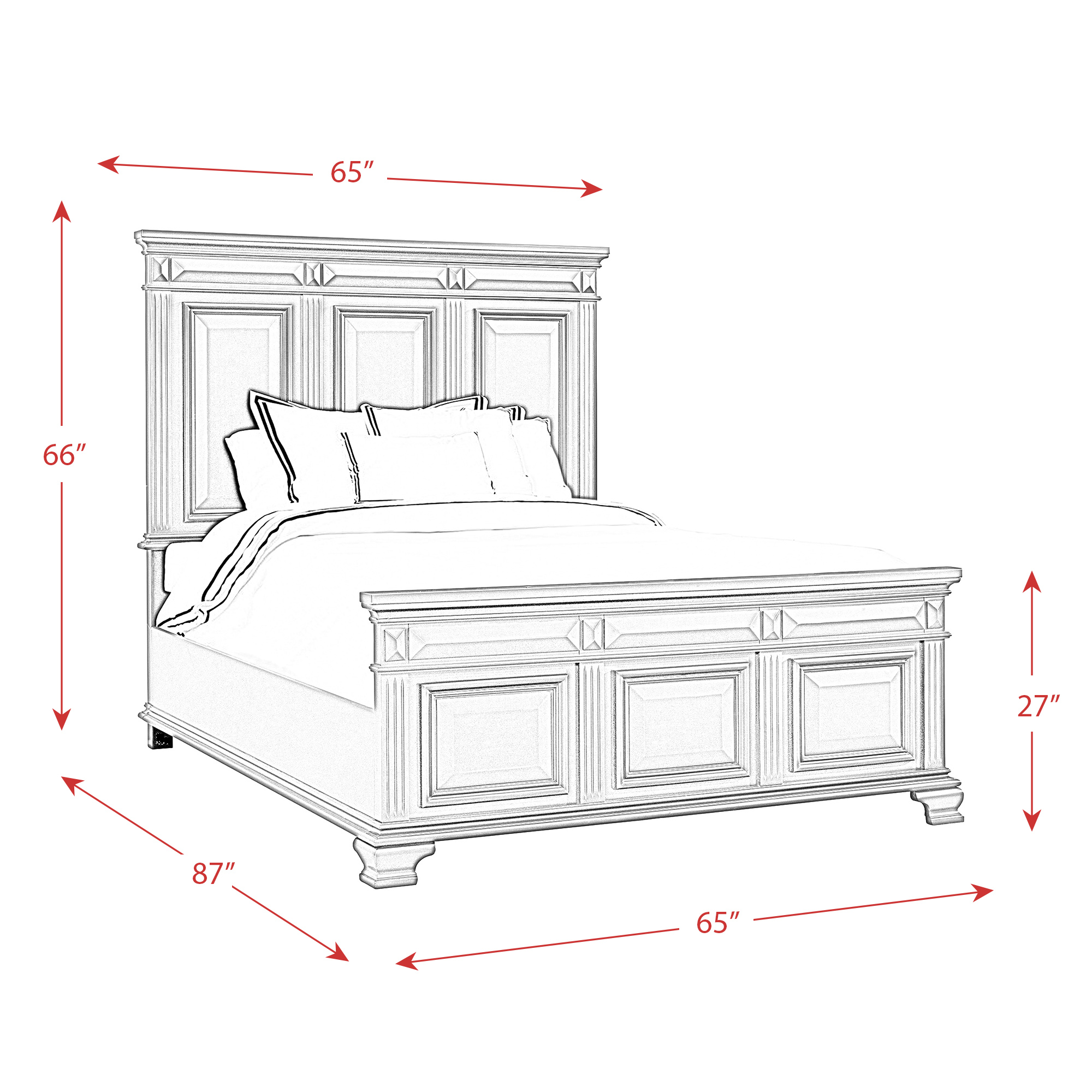 Model: CY700QB | Elements Calloway Queen Panel Bed in Antique White