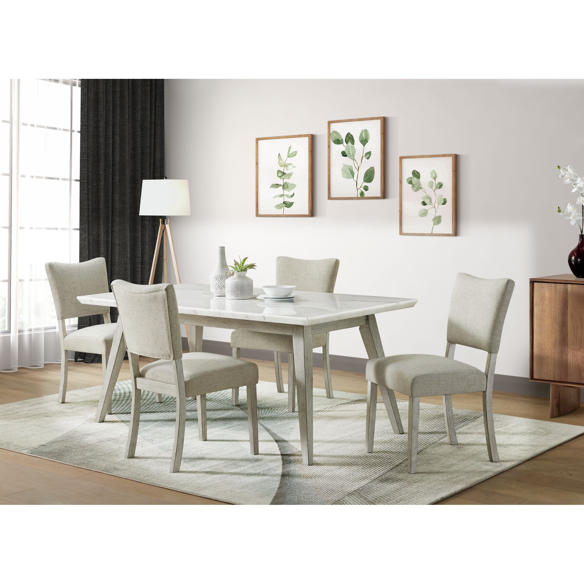 Model: D.1270.B5PC | Elements Bette 5PC Dining Set in White with Table and Four Chairs