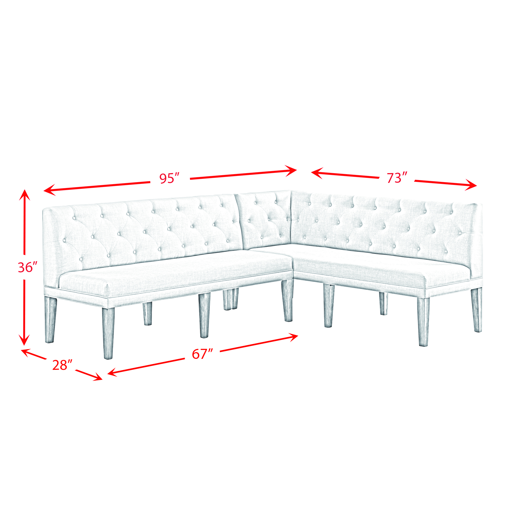 Model: D.2660.6PC | Elements Collins W/ 2 12"" Leaves 6PC Dining Set in Grey - Table, Four Chairs & Peyton Sectional Sofa