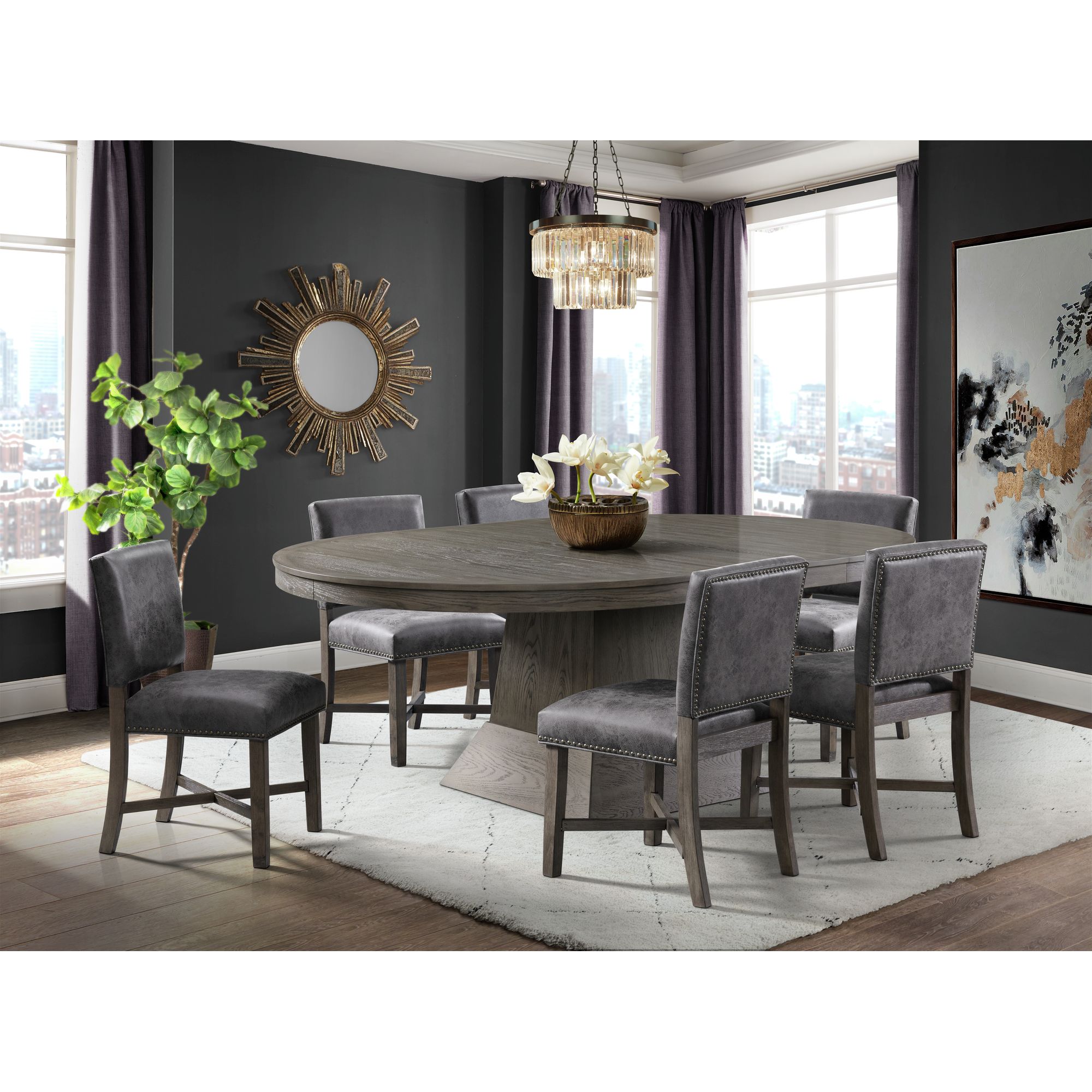Model: D.2660.DTC | Elements Collins Dining Table Complete in Grey