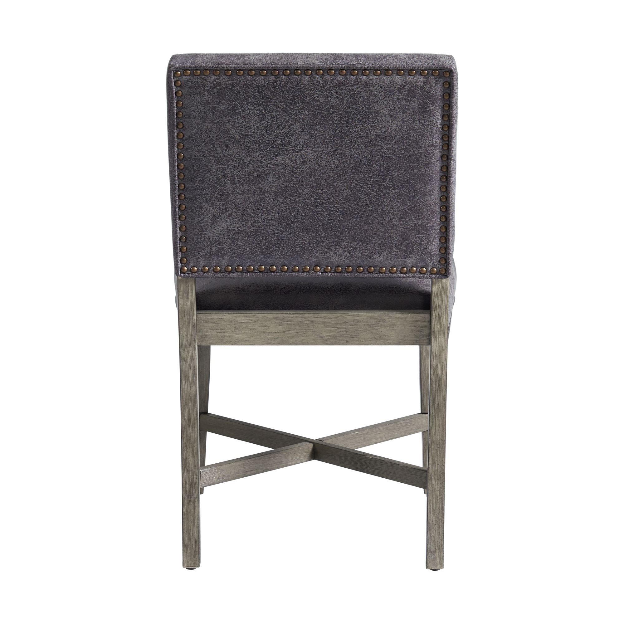 Model: D.2660.SC | Elements Collins Dining Side Chair W/ Stretcher W/ Brown PU in Grey (2 Per Pack)