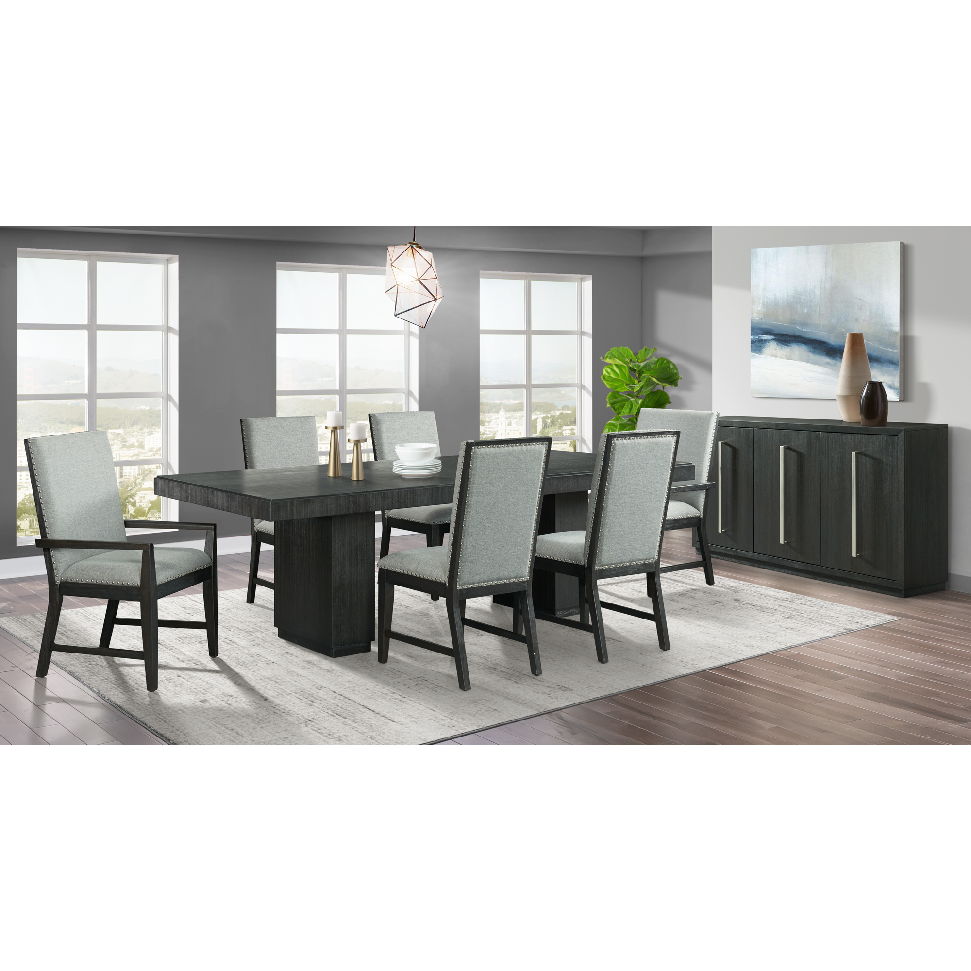 Model: DDV100AC | Elements Donovan Upholstery Arm Chair Dark (2 Per Pack)