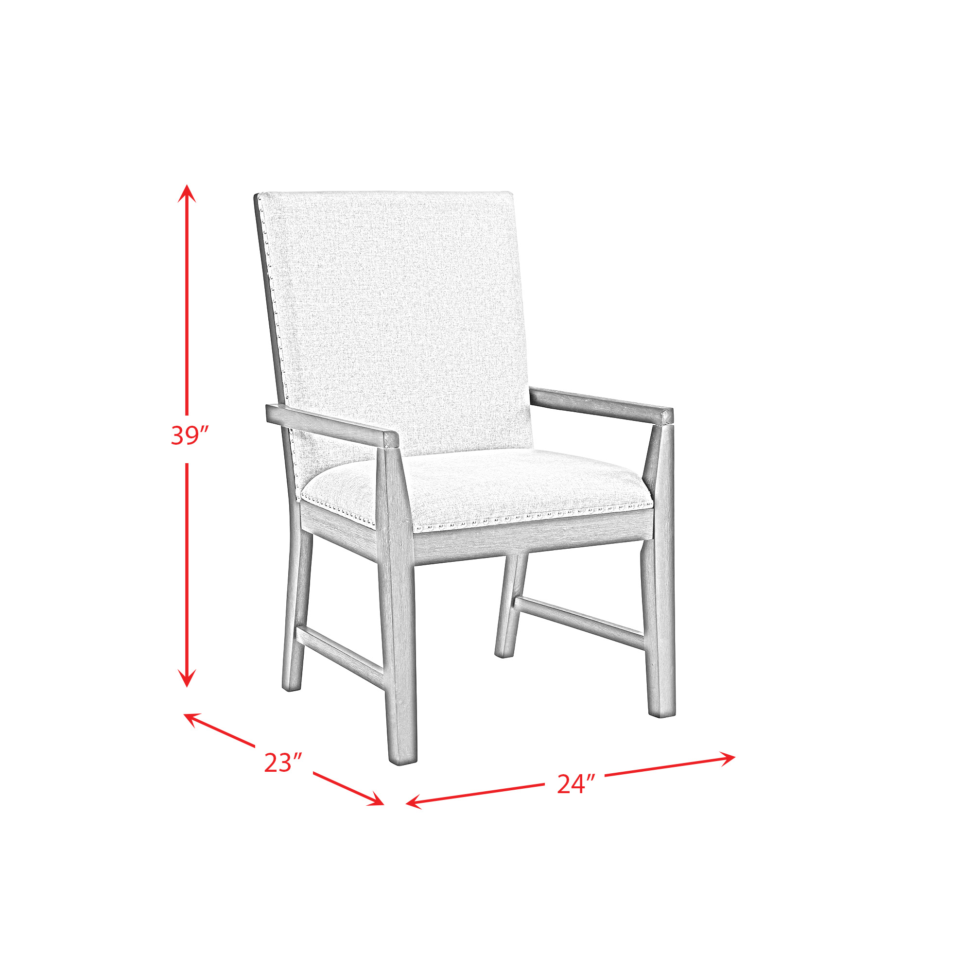 Model: DDV100DT7PC | Elements Donovan 7PC Standard Height Dining Set-Table, Four Side Chairs & Two Arm Chairs in Gray