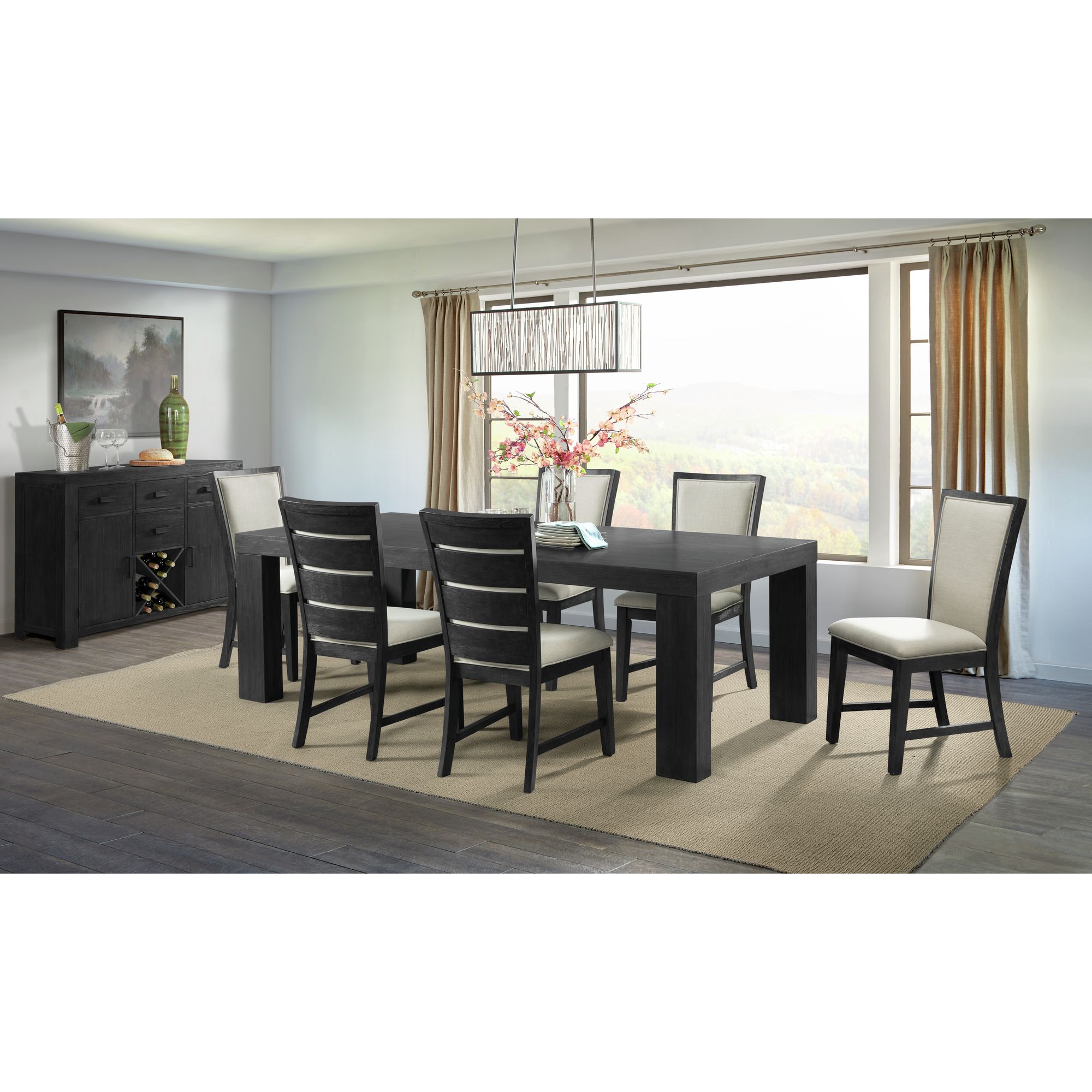Model: DGD850SBC | Elements Grady Dining Slat Back Side Chair Black (2 Per Pack)