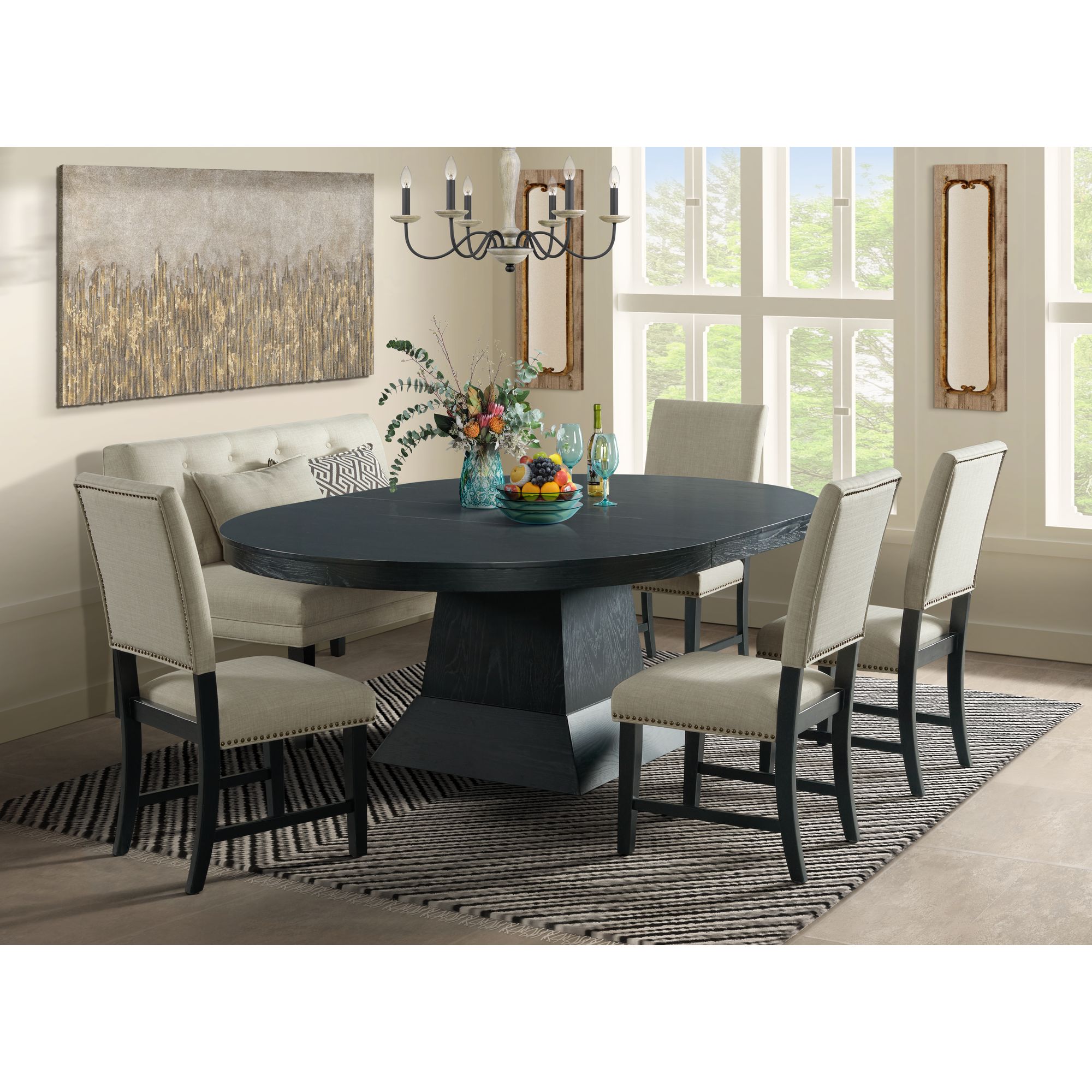 Model: DMD100SC | Elements Maddox Dining Side Chair w/Stretcher (2pcs Per Carton)