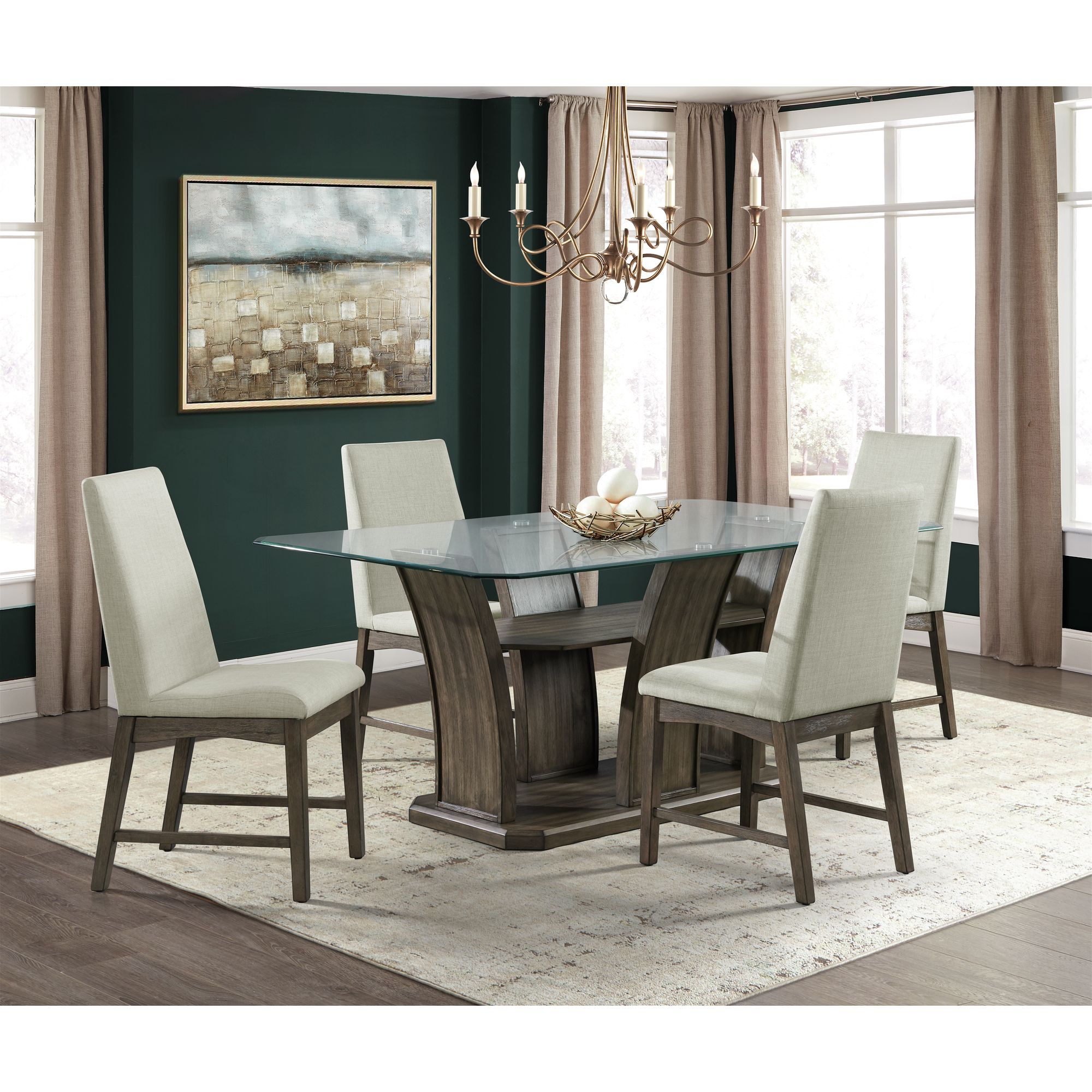 Model: DPR5005PC | Elements Dapper 5PC Rectangular Standard Height Dining Set in Walnut-Table & Four Chairs