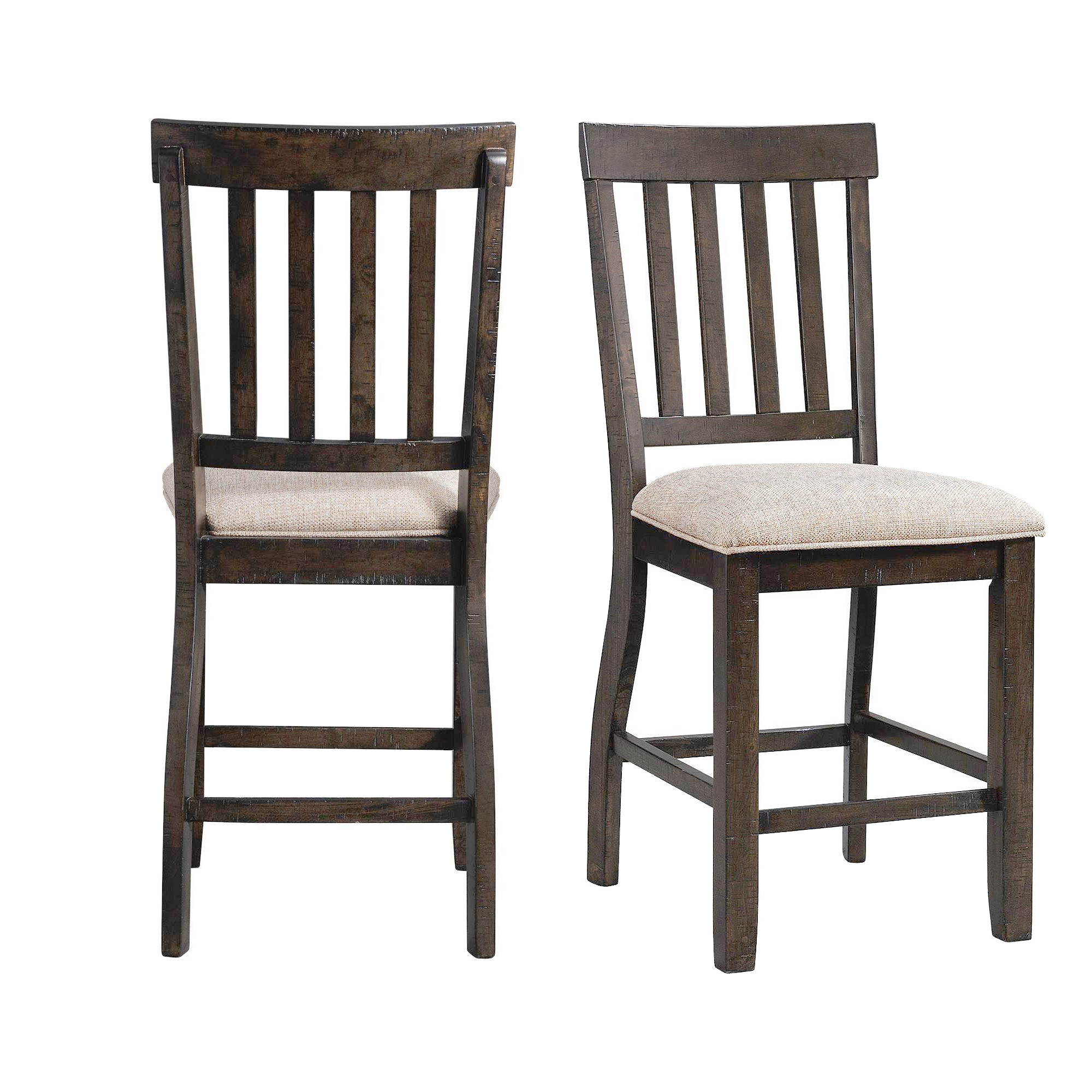 Elements Stone Counter Wooden Slat Back Counter Side Chair Charcoal (2 Per Pack)