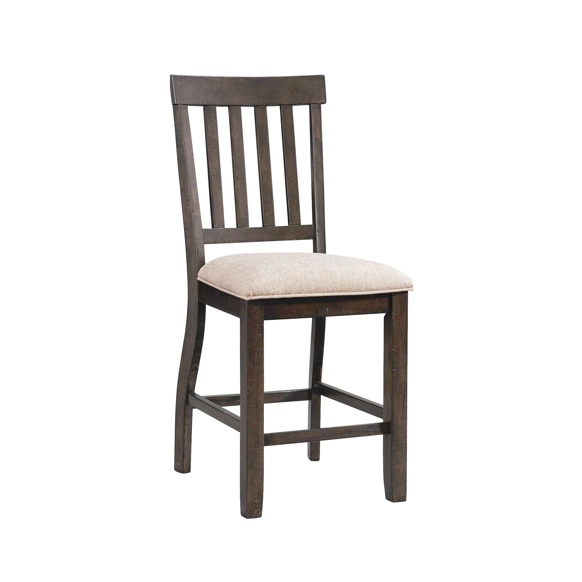 Model: DST190CSC | Elements Stone Counter Wooden Slat Back Counter Side Chair Charcoal (2 Per Pack)
