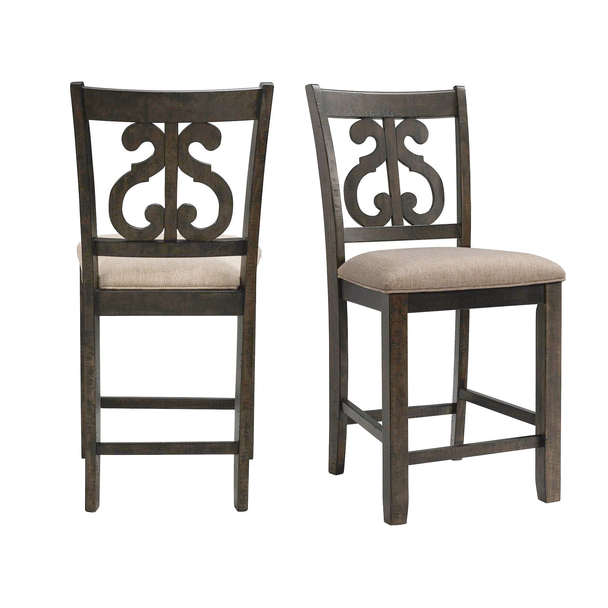 Elements Stone Counter Wooden Swirl Back Side Chair Charcoal (2 Per Pack)