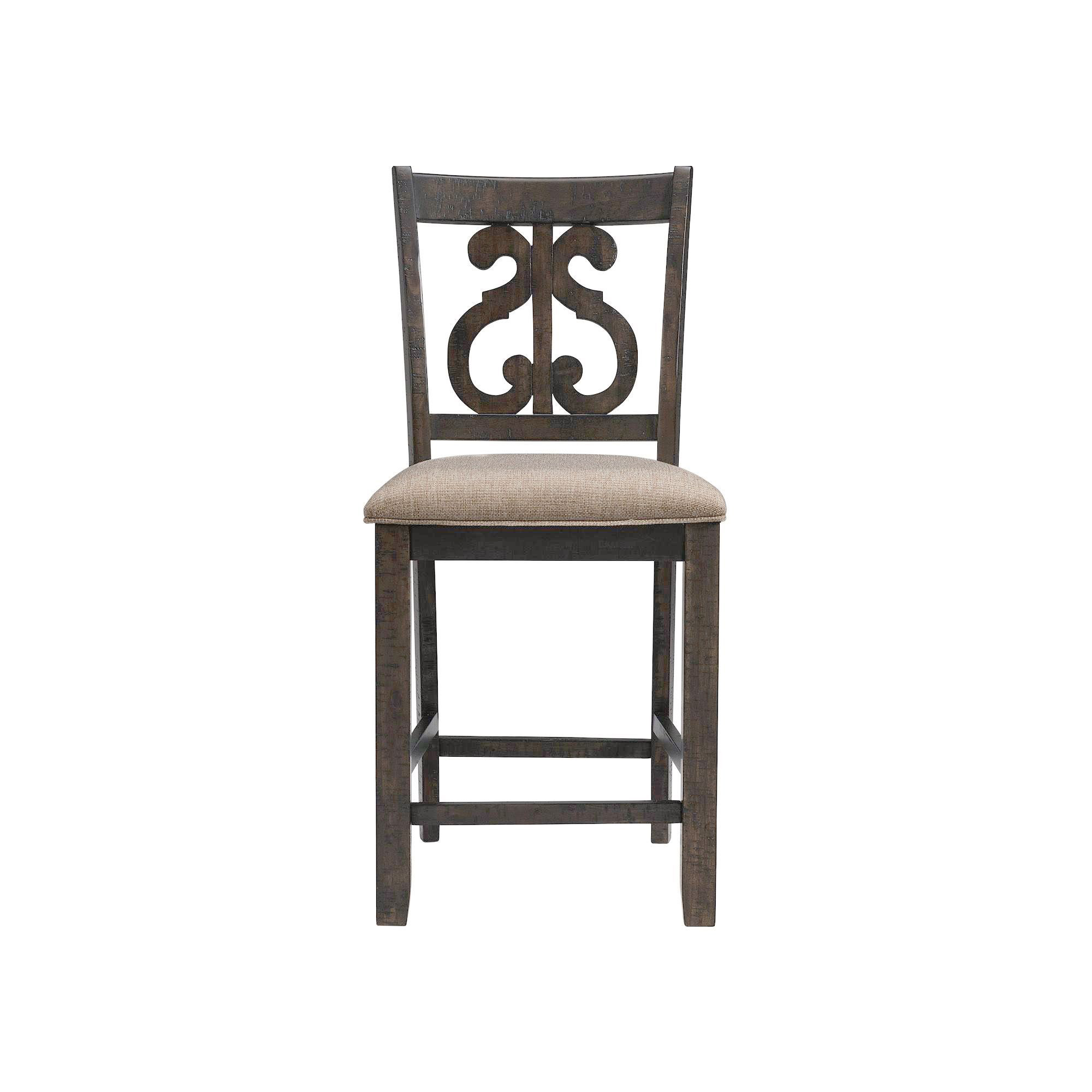 Model: DST195CSC | Elements Stone Counter Wooden Swirl Back Side Chair Charcoal (2 Per Pack)