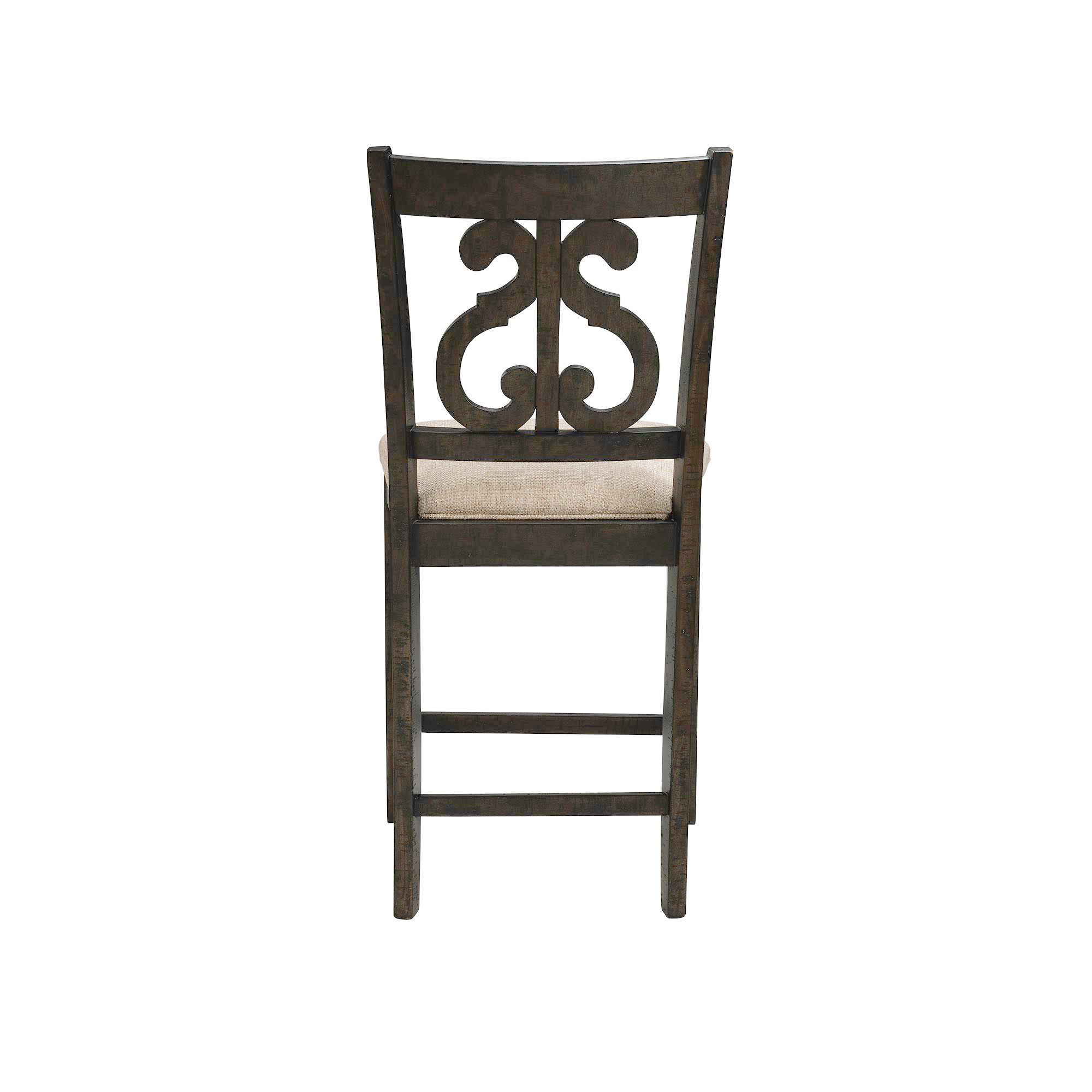 Model: DST195CSC | Elements Stone Counter Wooden Swirl Back Side Chair Charcoal (2 Per Pack)
