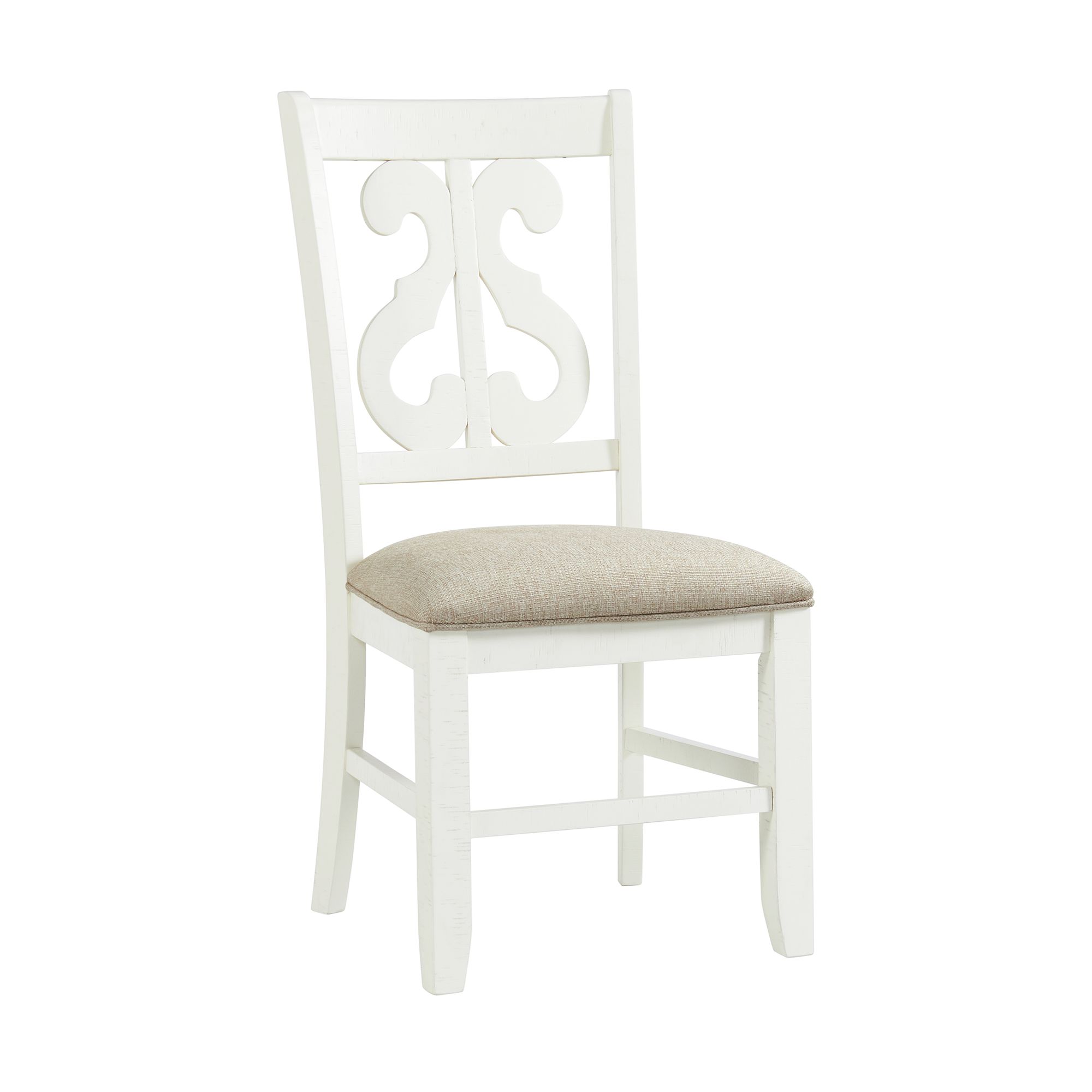 Elements Stone Wooden Swirl Back Side Chair in White (2 Per Pack)