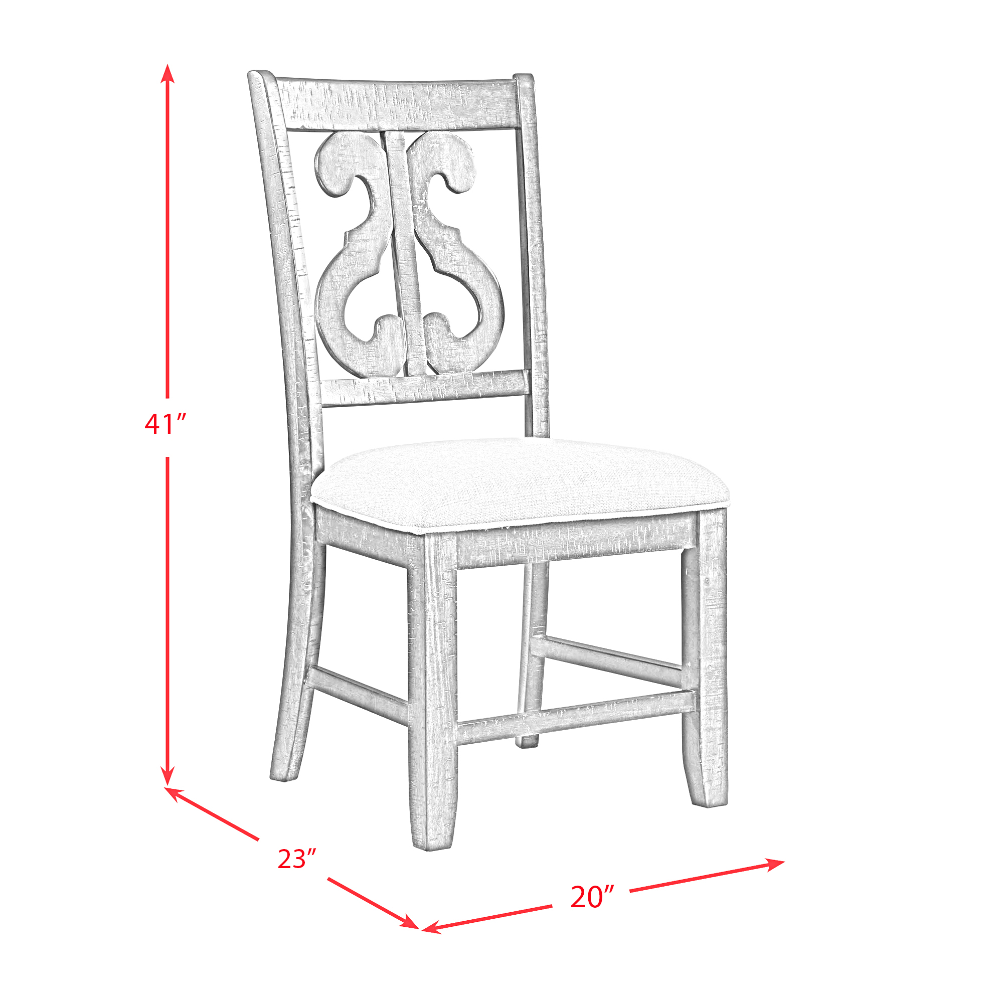 Model: DST750SC | Elements Stone Wooden Swirl Back Side Chair in White (2 Per Pack)
