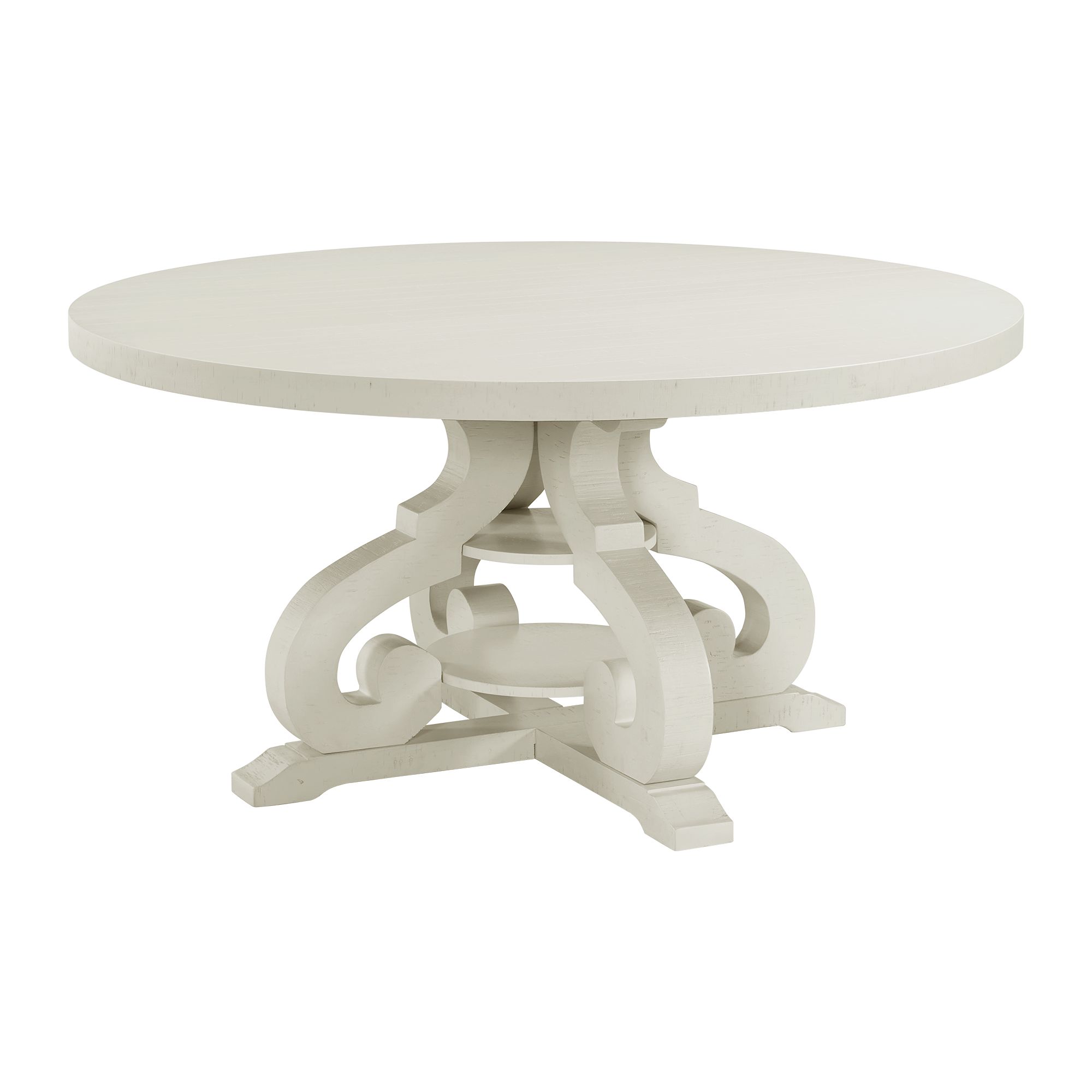 Elements Stone Round Dining Table W/PU Base in White