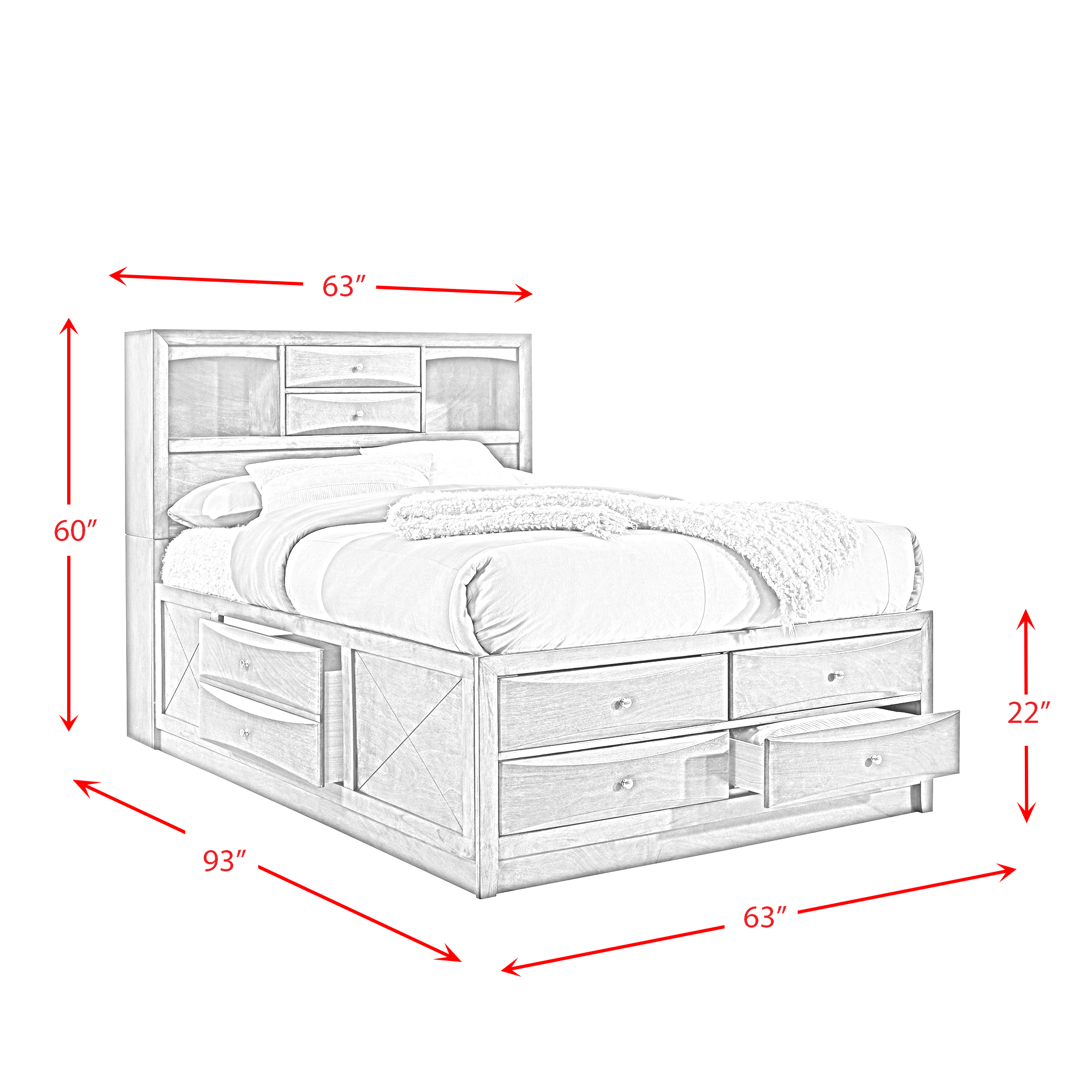 Model: EG170QB | Elements Emily Queen Storage Bed