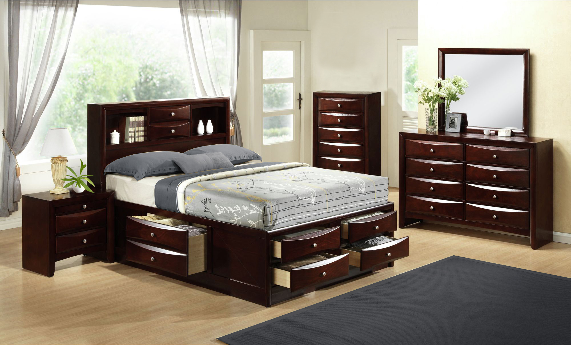 Model: EM300K6PC | Elements Emily King Storage 6PC Bedroom Set
