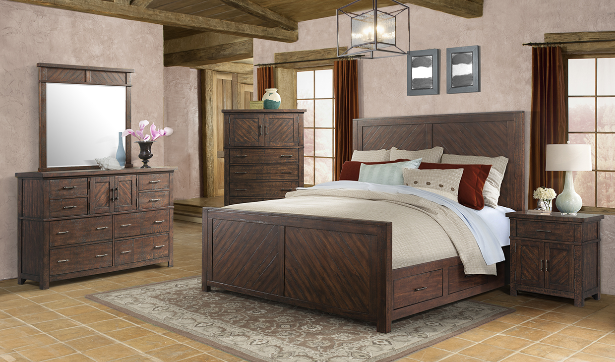Model: JX600QB6PC | Elements JAX QUEEN PLATFORM STORAGE 6PC BEDROOM SET