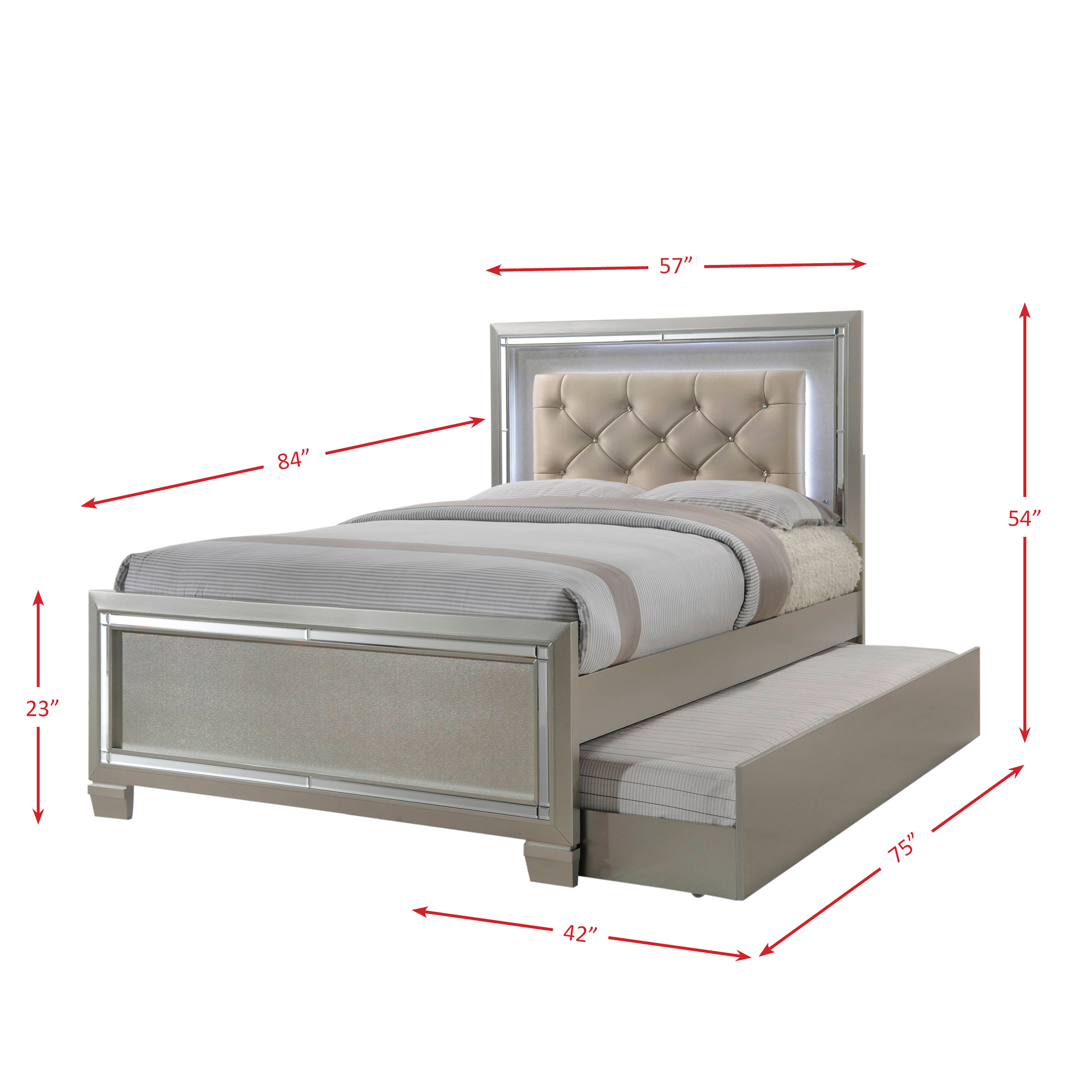 Model: LT111FTB4PC | Elements PLATINUM YOUTH FULL PLATFORM W/ TRUNDLE 4PC BEDROOM SET