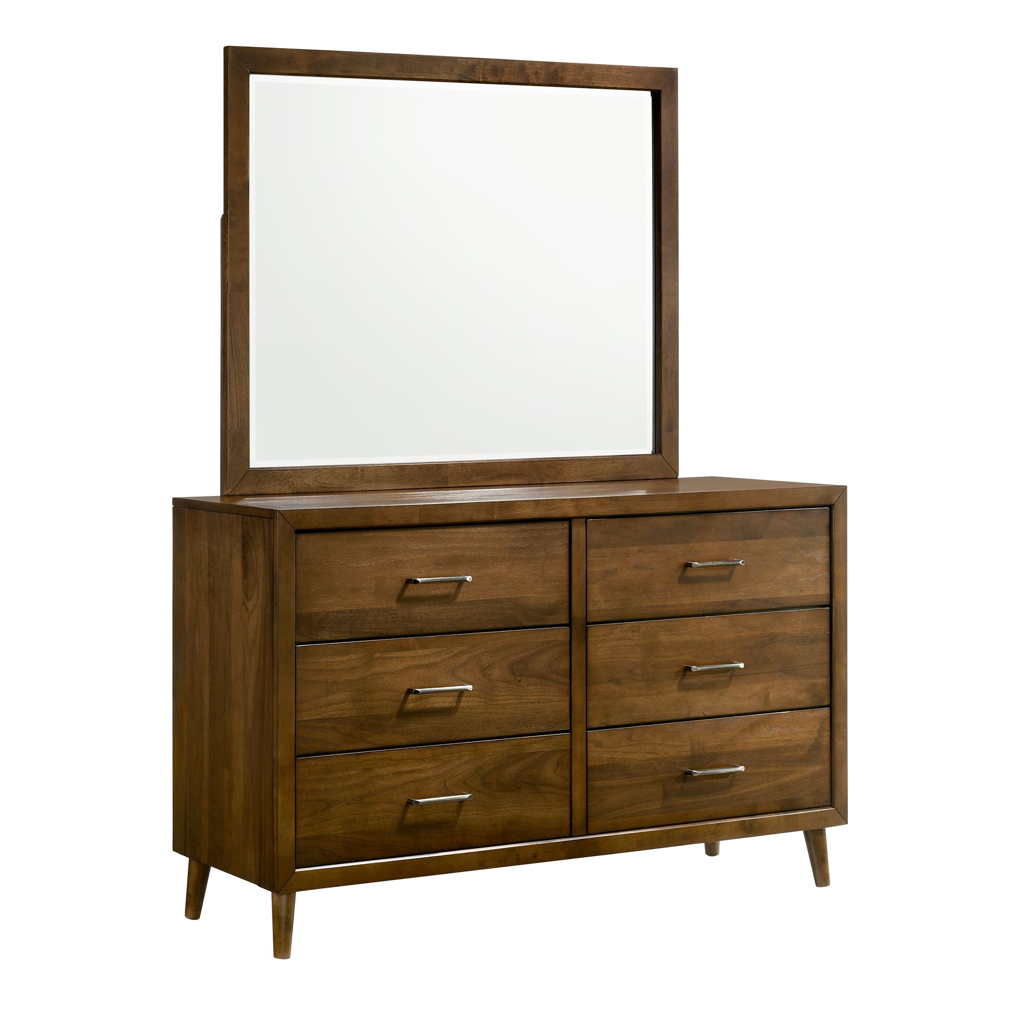 Elements Malibu 6-Drawer Dresser & Mirror in Walnut