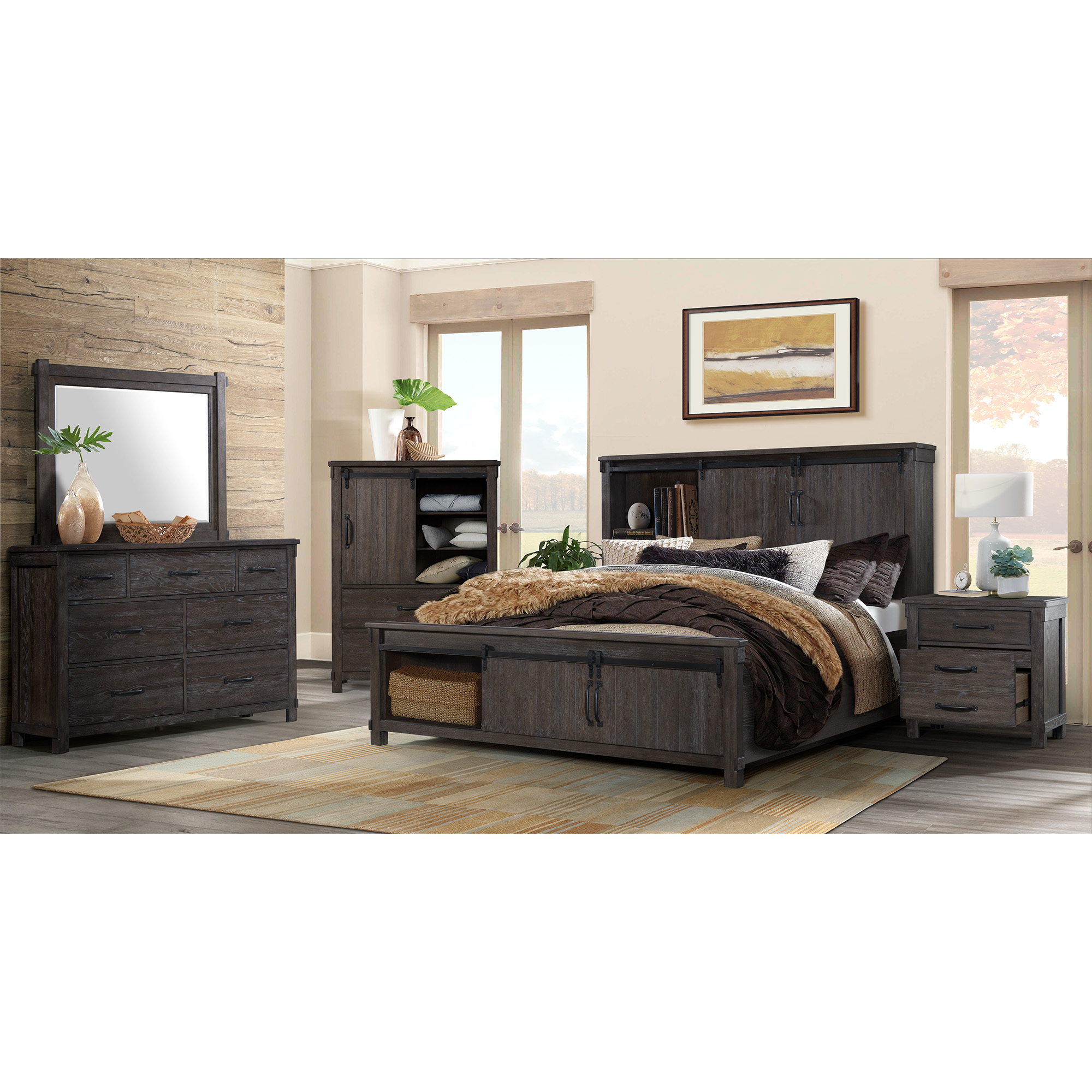 Model: SC370KB5PC | Elements Scott King Platform Storage 5PC Bedroom Set