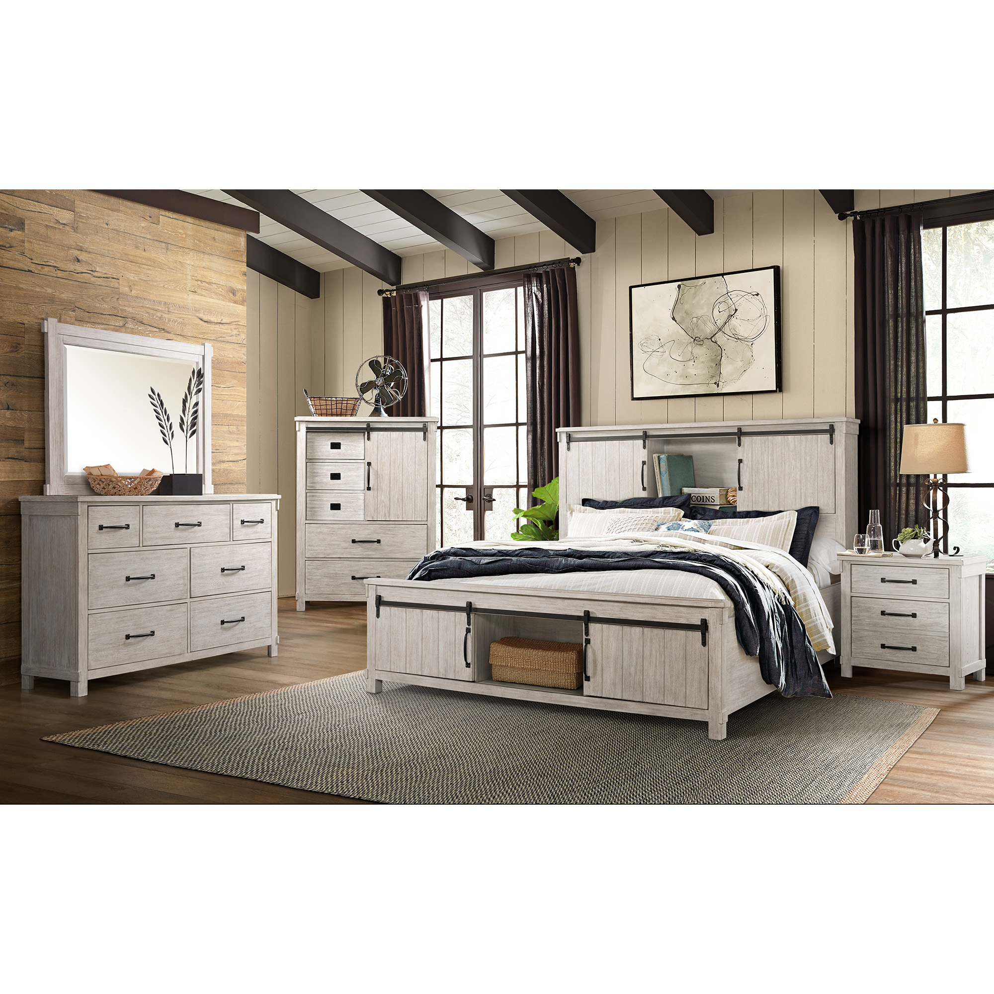 Model: SC670KB6PC | Elements Scott King Platform Storage 6PC Bedroom Set