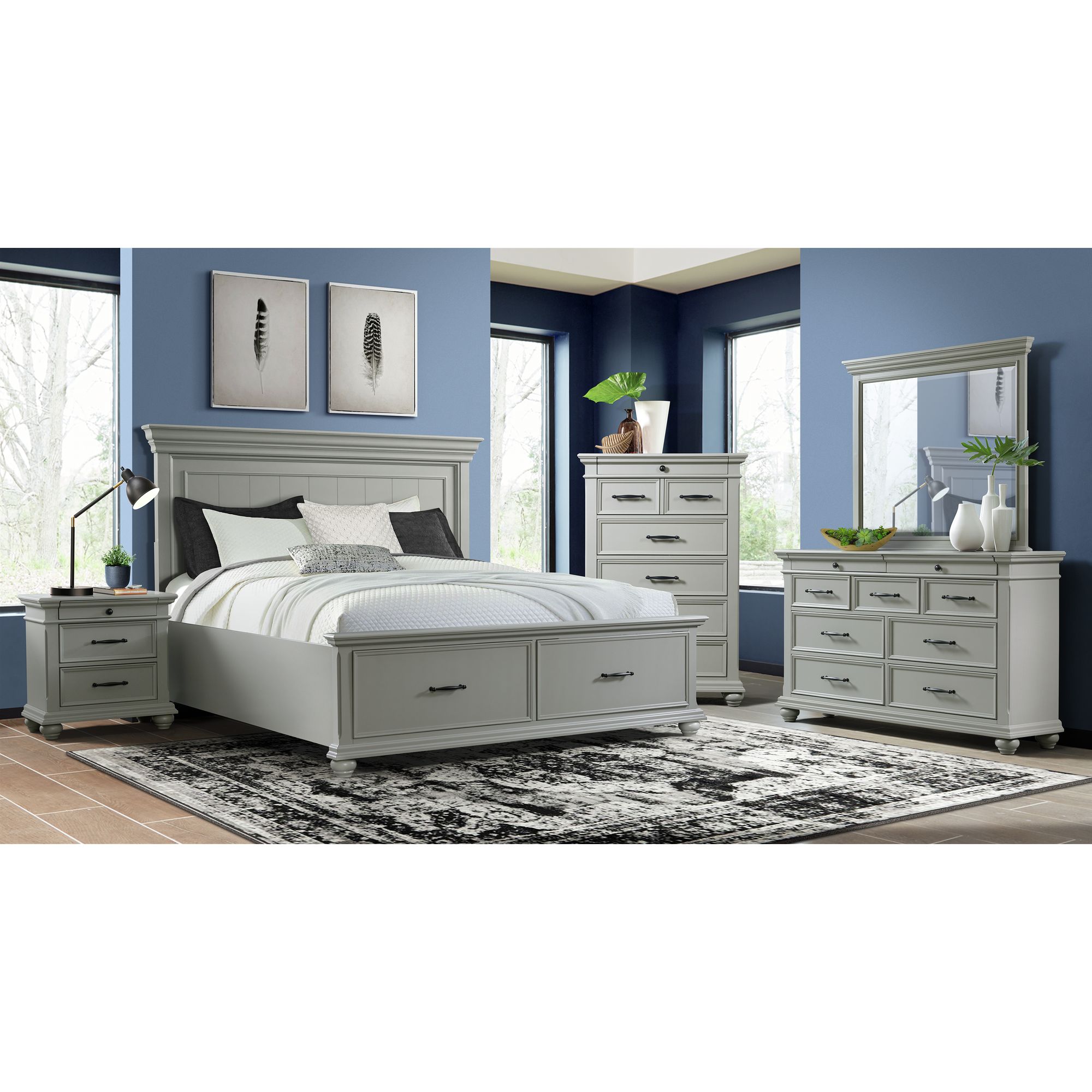 Model: SR300DRMR | Elements Slater 9-Drawer Dressser with Mirror