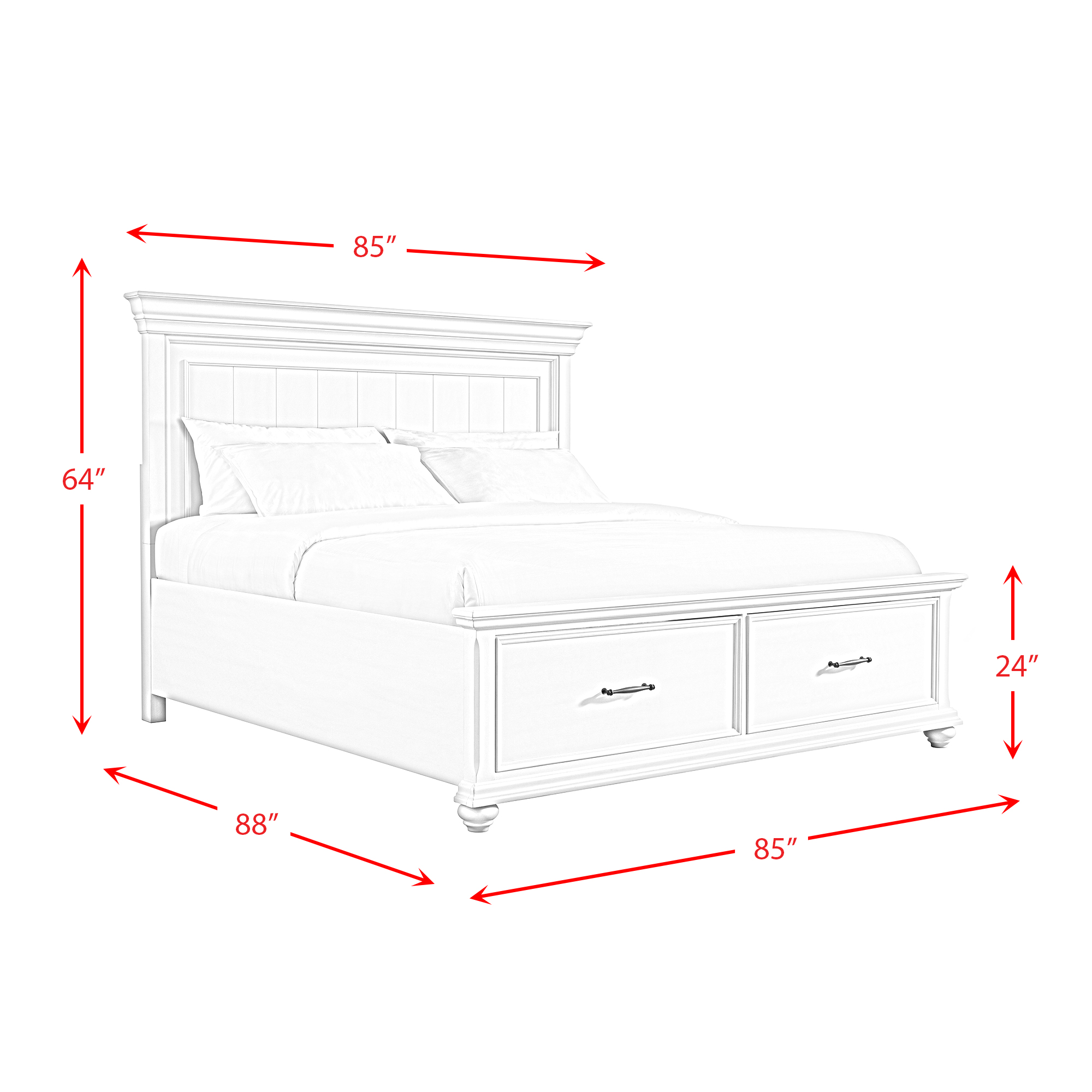 Model: SR650KB | Elements Slater King Bed in Antique White