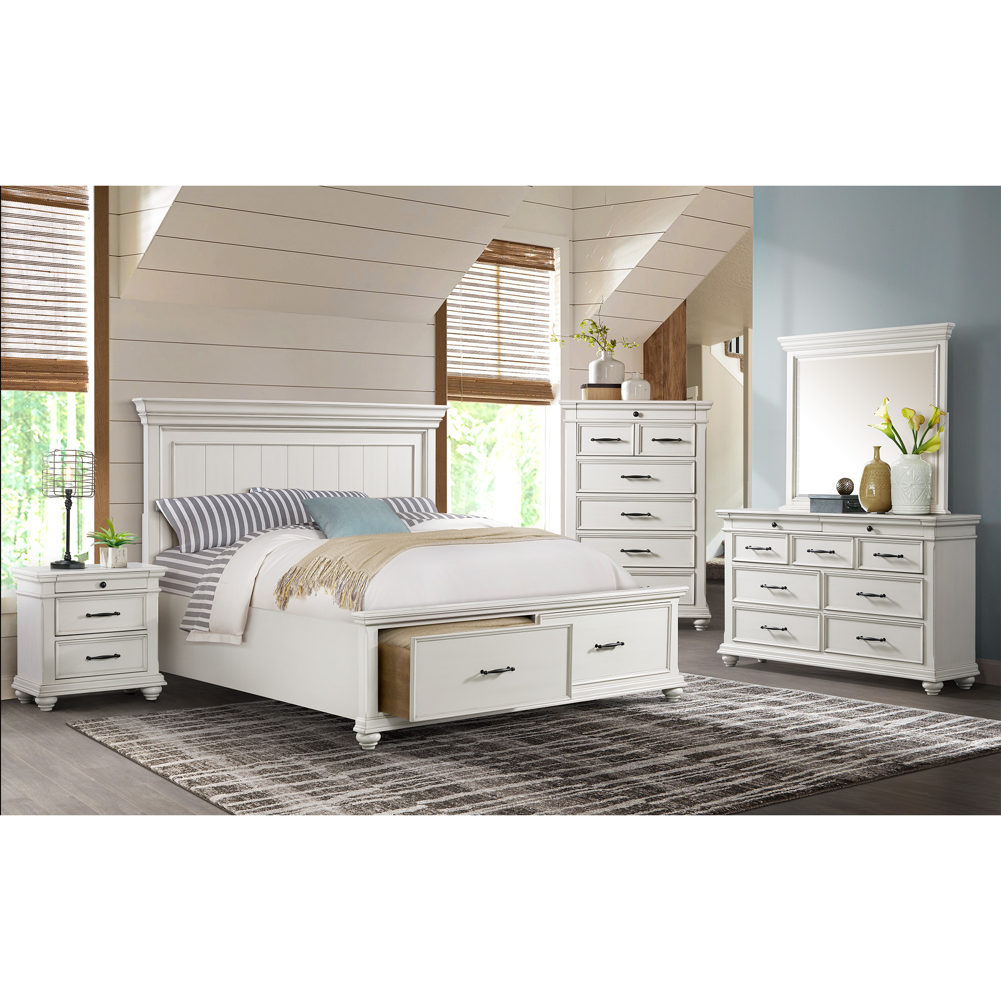 Model: SR650KB3PC | Elements Slater King Platform Storage 3PC Bedroom Set