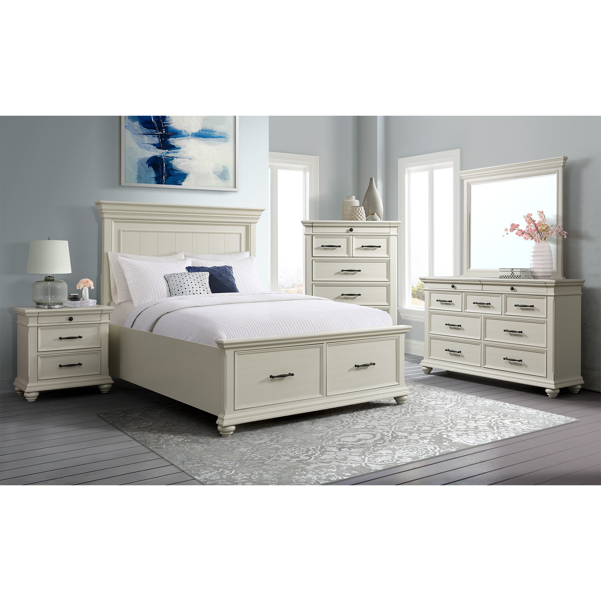 Model: SR650QB | Elements Slater Queen Bed in Antique White