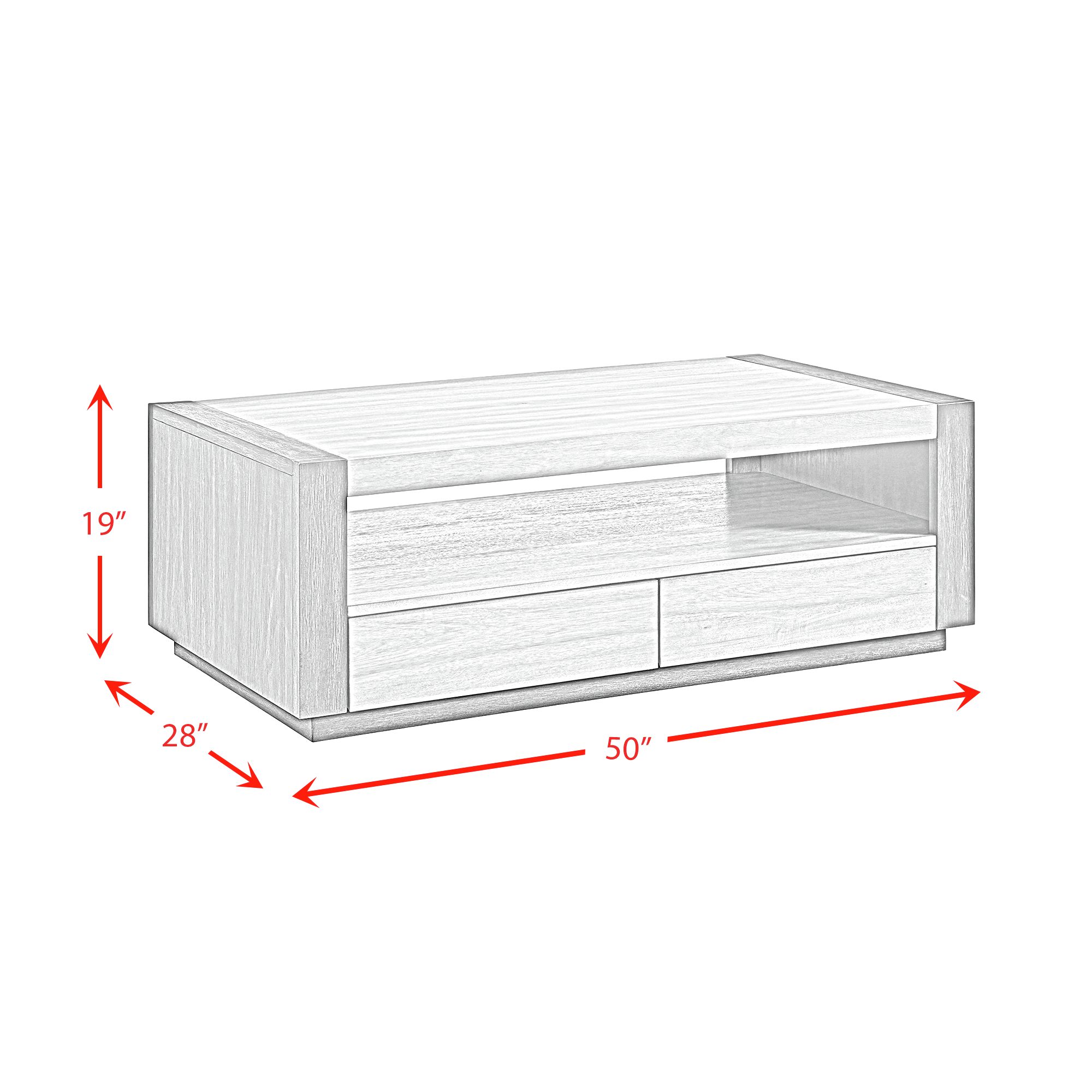 Model: T-3720-8-CT2 | Elements Breckenridge Coffee Table with 4 Drawers in Light Oak & Black