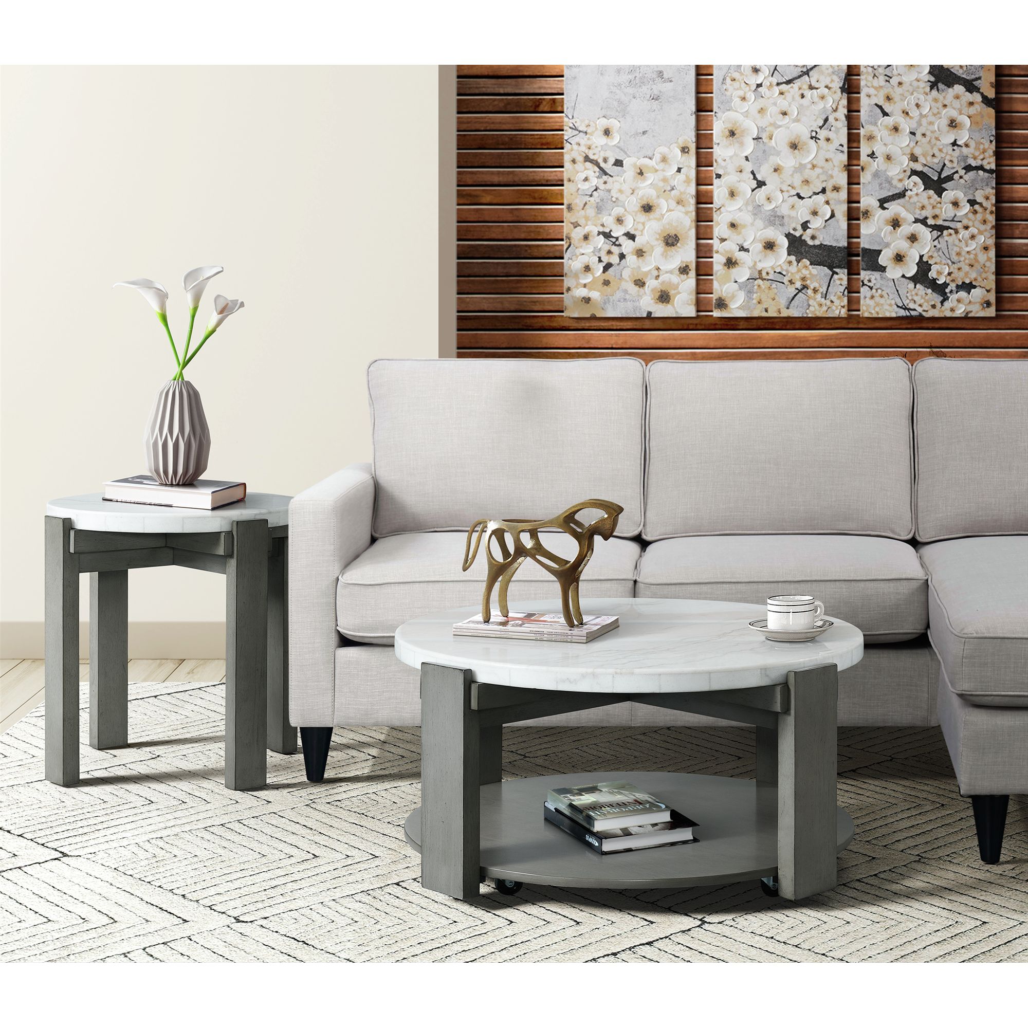 Model: T.17820.ET | Elements Rosamel Round End Table in grey