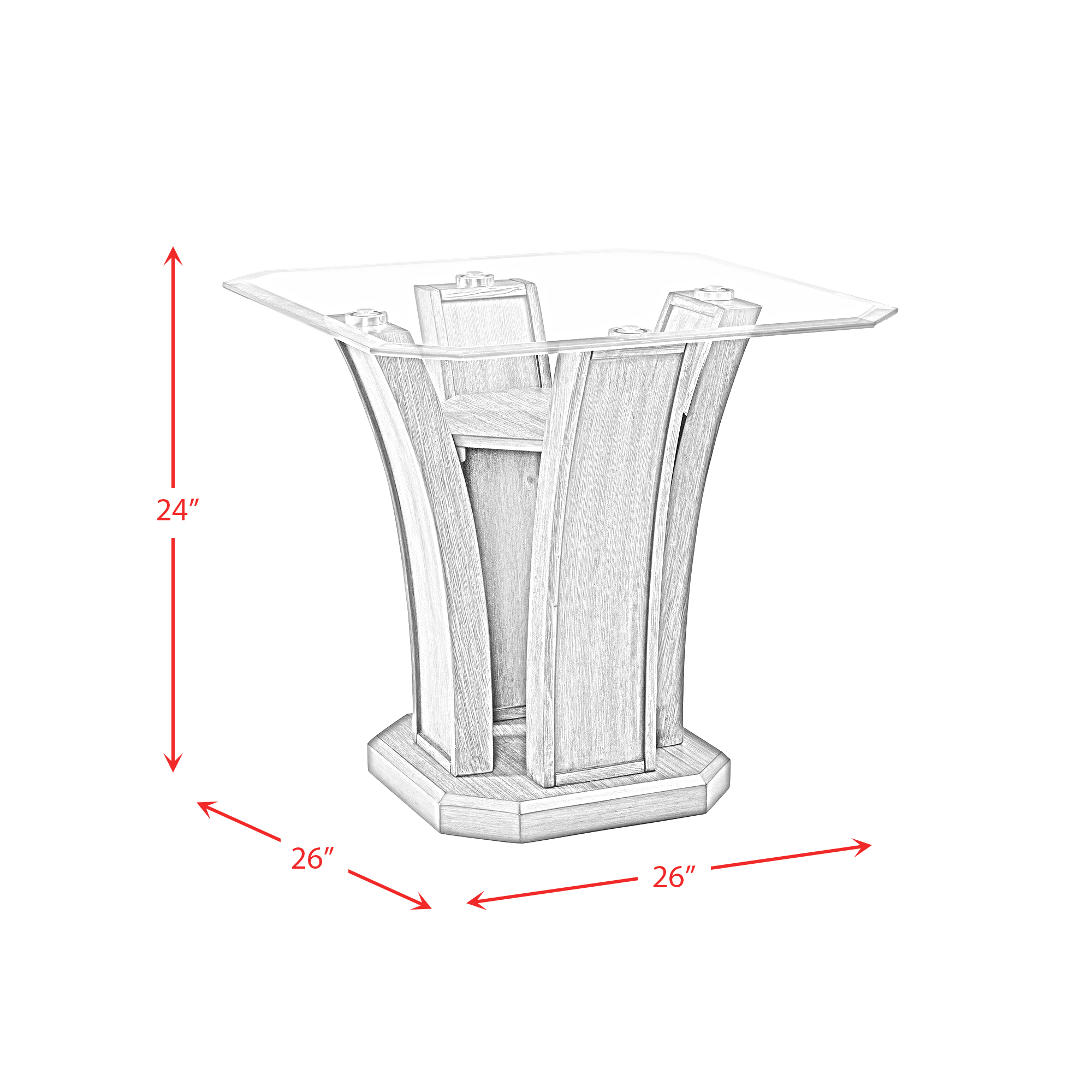 Model: TPR350ET | Elements Dapper Square End Table Grey