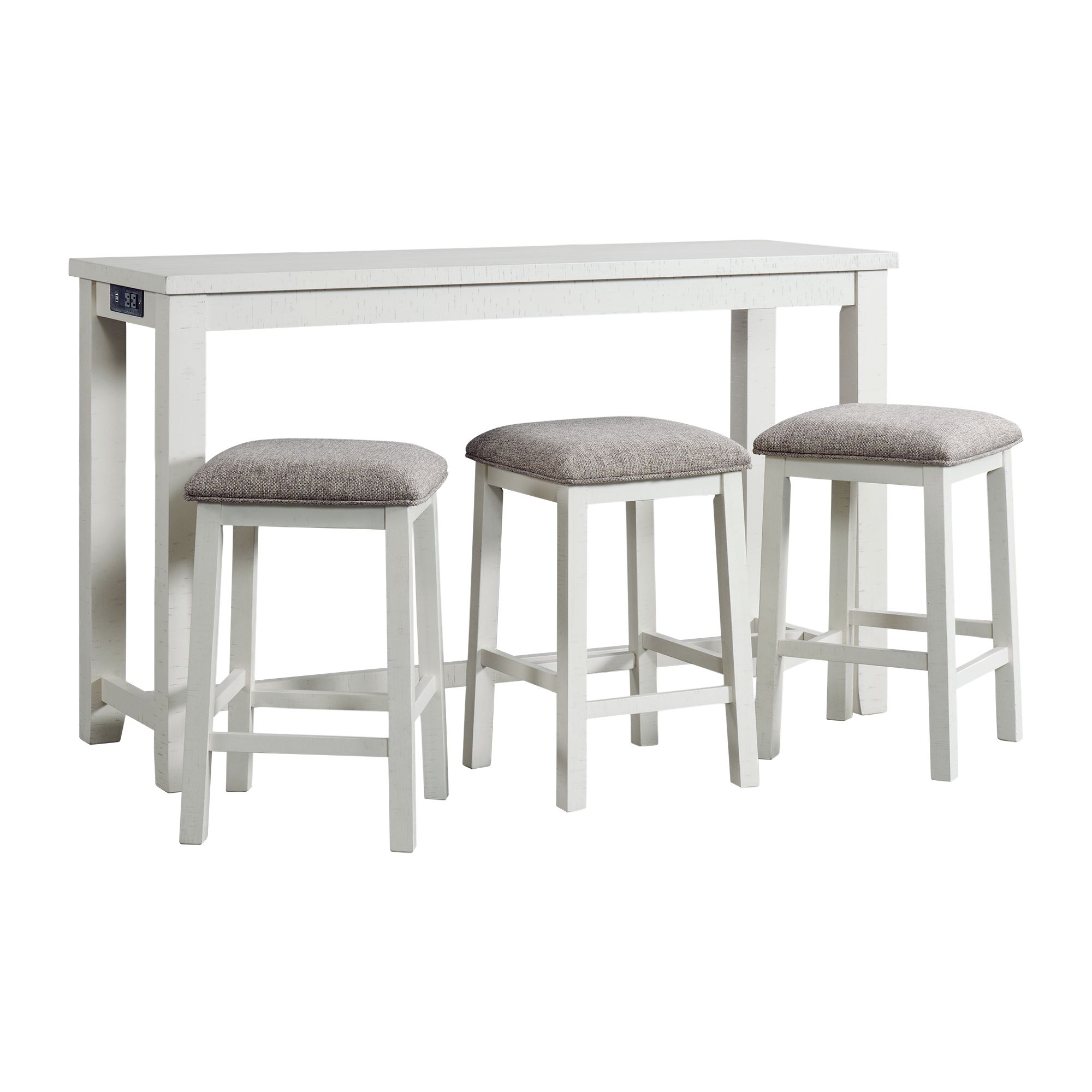 Elements Stone Occasional Bar Table Single Pack in White (Table + Three Stools)